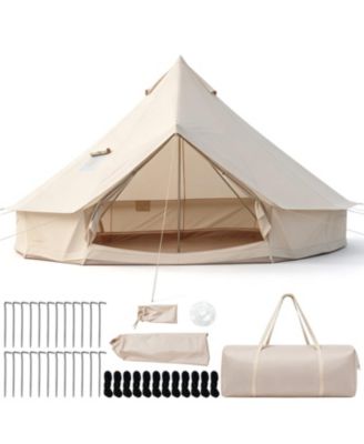 6-8 Person Bell Tent with Stove Jack Mesh Windows and Door