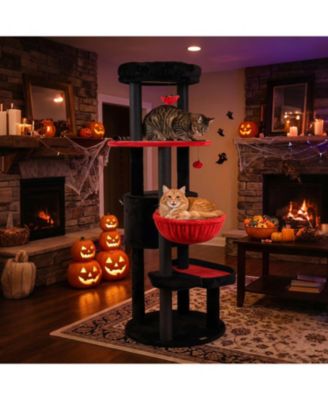 60in Gothic Cat Tower with Plush Perch and Spider Toys