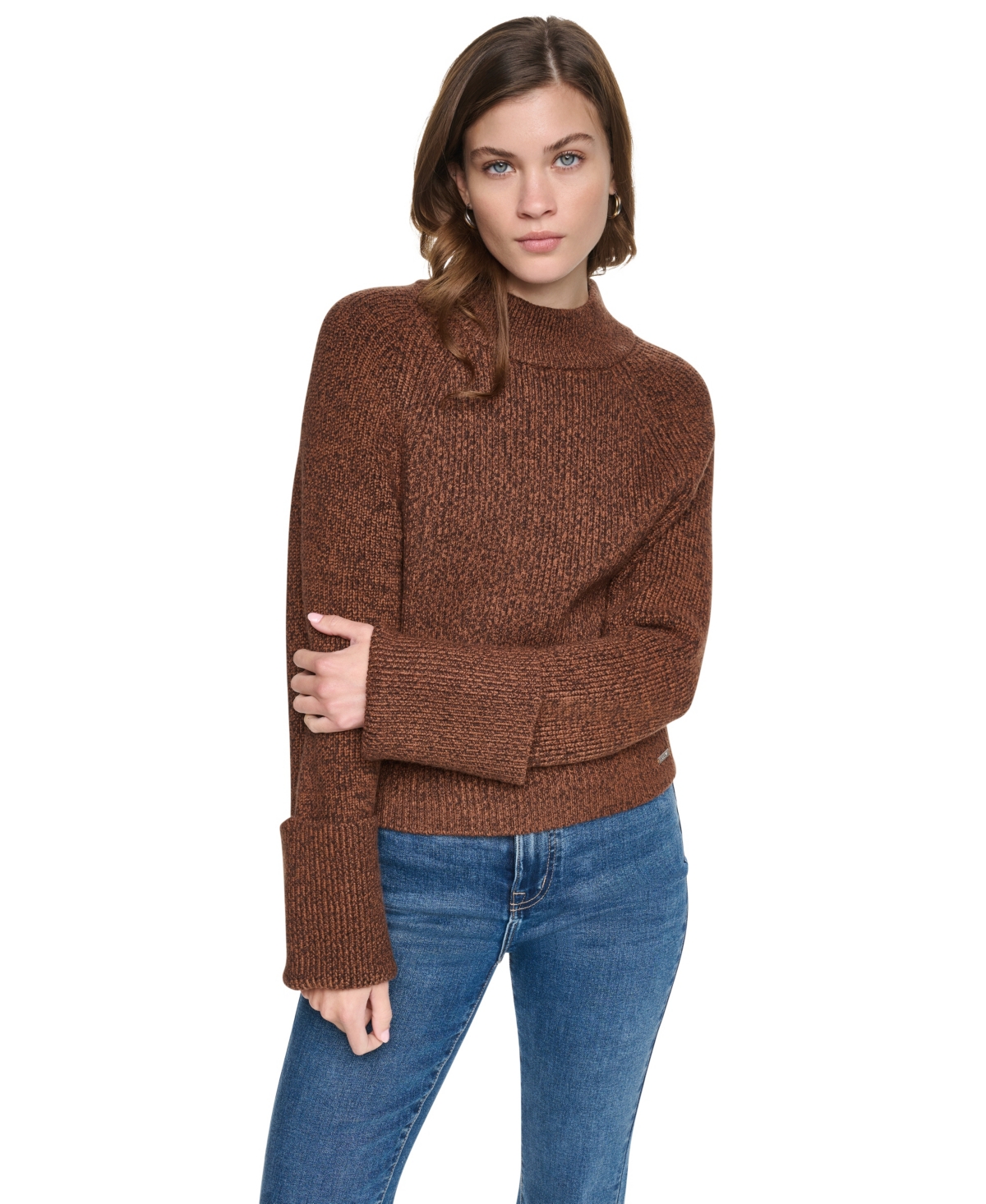 Dkny Jeans Women's Long-Sleeve Mock-Neck Raglan Sweater - Caramel/es