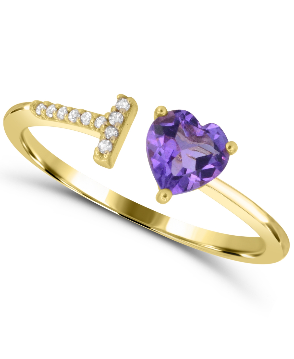 Macy's Amethyst and Diamond Ring (1/3 ct. t.w. Amethyst, 1/20 ct. t.w. Diamond) in Gold-Plated Sterling Silver - Purple