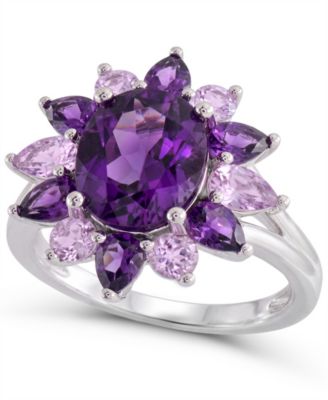 Amethyst (2-1/2 ct. t.w.) and Rose de France (3/4 ct. t.w.) Cocktail Ring in Sterling Silver
