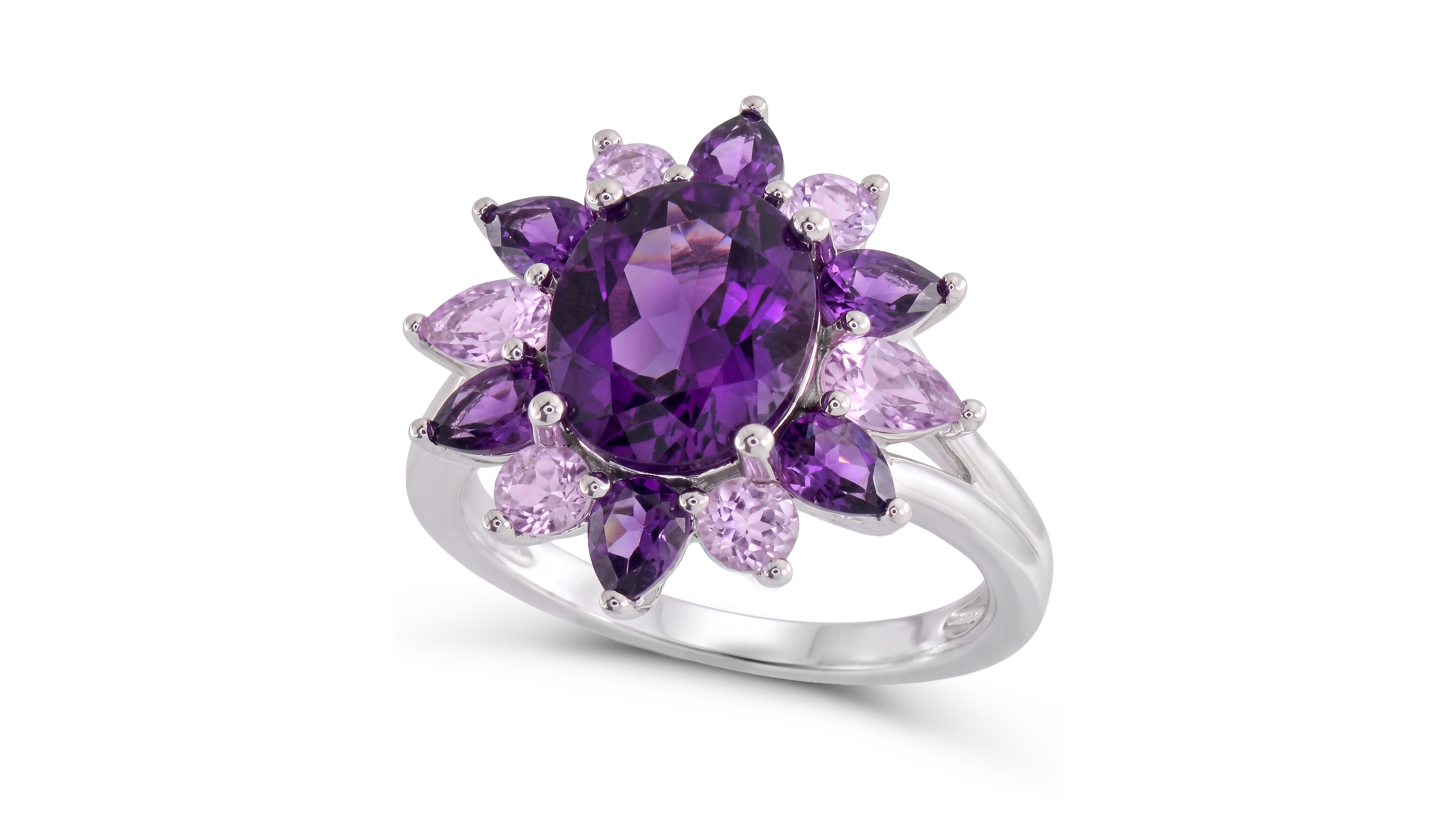 Macy's Amethyst (2-1/2 ct. t.w.) and Rose de France (3/4 ct. t.w.) Cocktail Ring in Sterling Silver