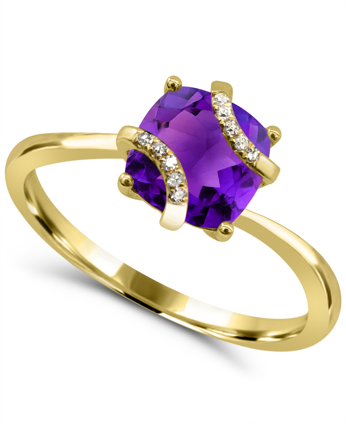 Macy's Amethyst (7/8 ct. t.w.) and Diamond Accent Ring in 14k Gold-Plated Sterling Silver - Purple