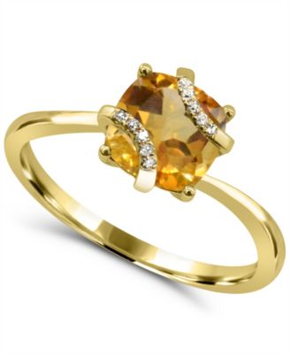 Citrine (1-1/10 ct. t.w.) and Diamond Accent Ring in 14k Gold-Plated Sterling Silver