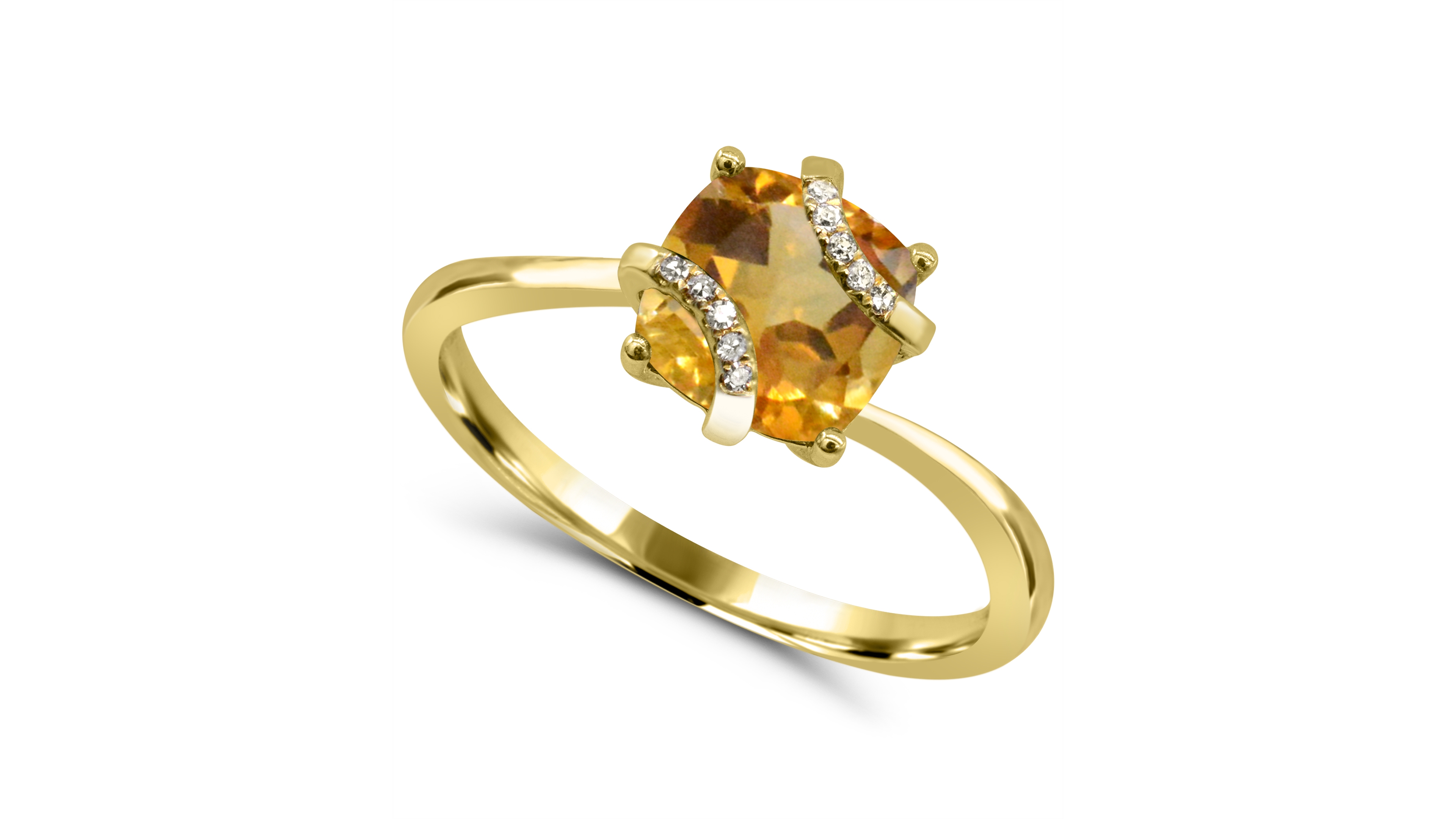 Macy's Citrine (1-1/10 ct. t.w.) and Diamond Accent Ring in 14k Gold-Plated Sterling Silver