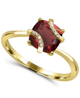 Garnet with Diamond Accent Ring (1-1/3 ct. t.w.) in 14k Gold-Plated Sterling Silver