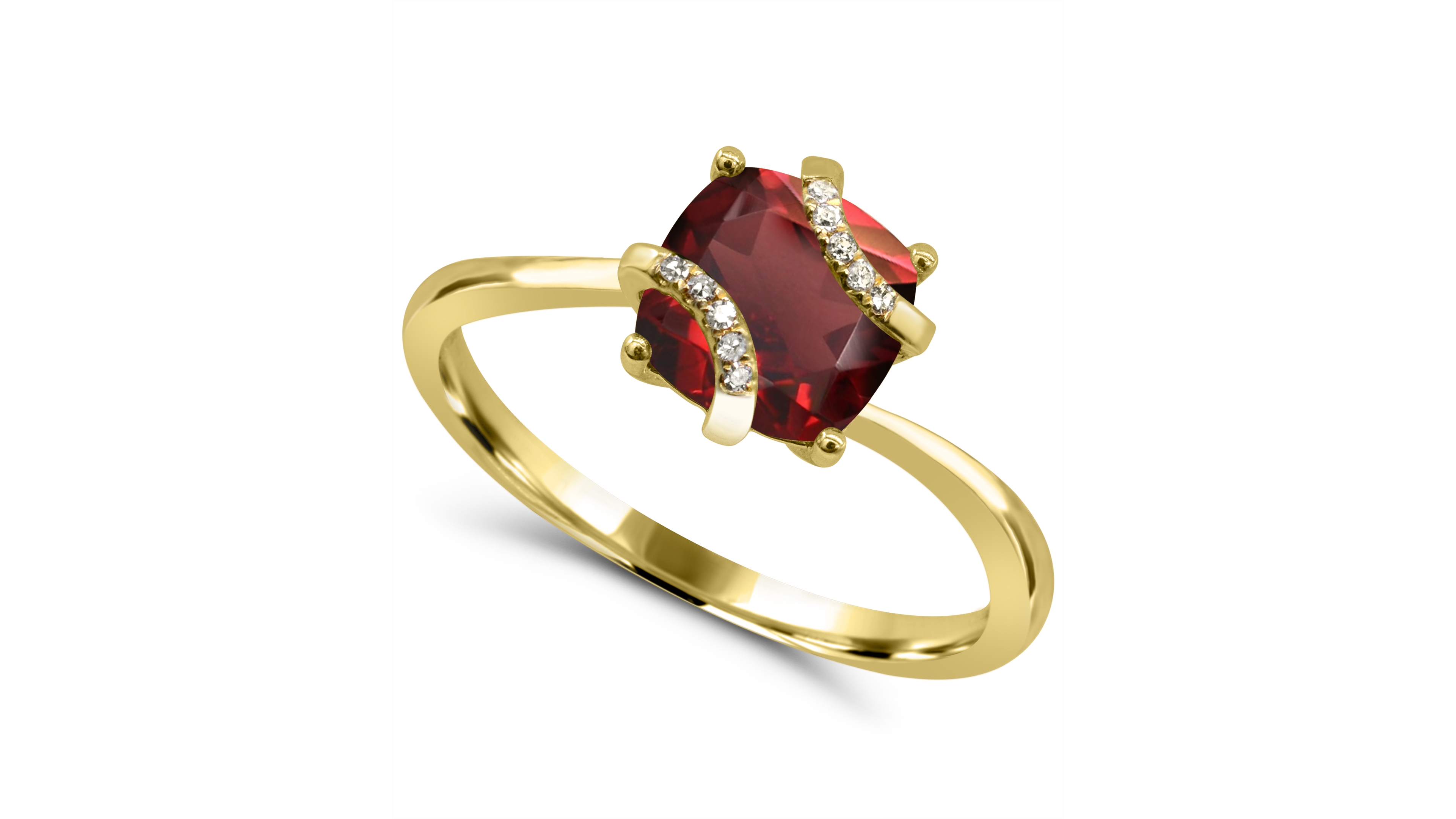Garnet with Diamond Accent Ring (1-1/3 ct. t.w.) in 14K Gold-Plated Sterling Silver