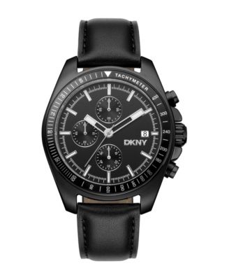 Men's Quartz Chronograph Stainless Steel Leather Strap Watch, 42mm