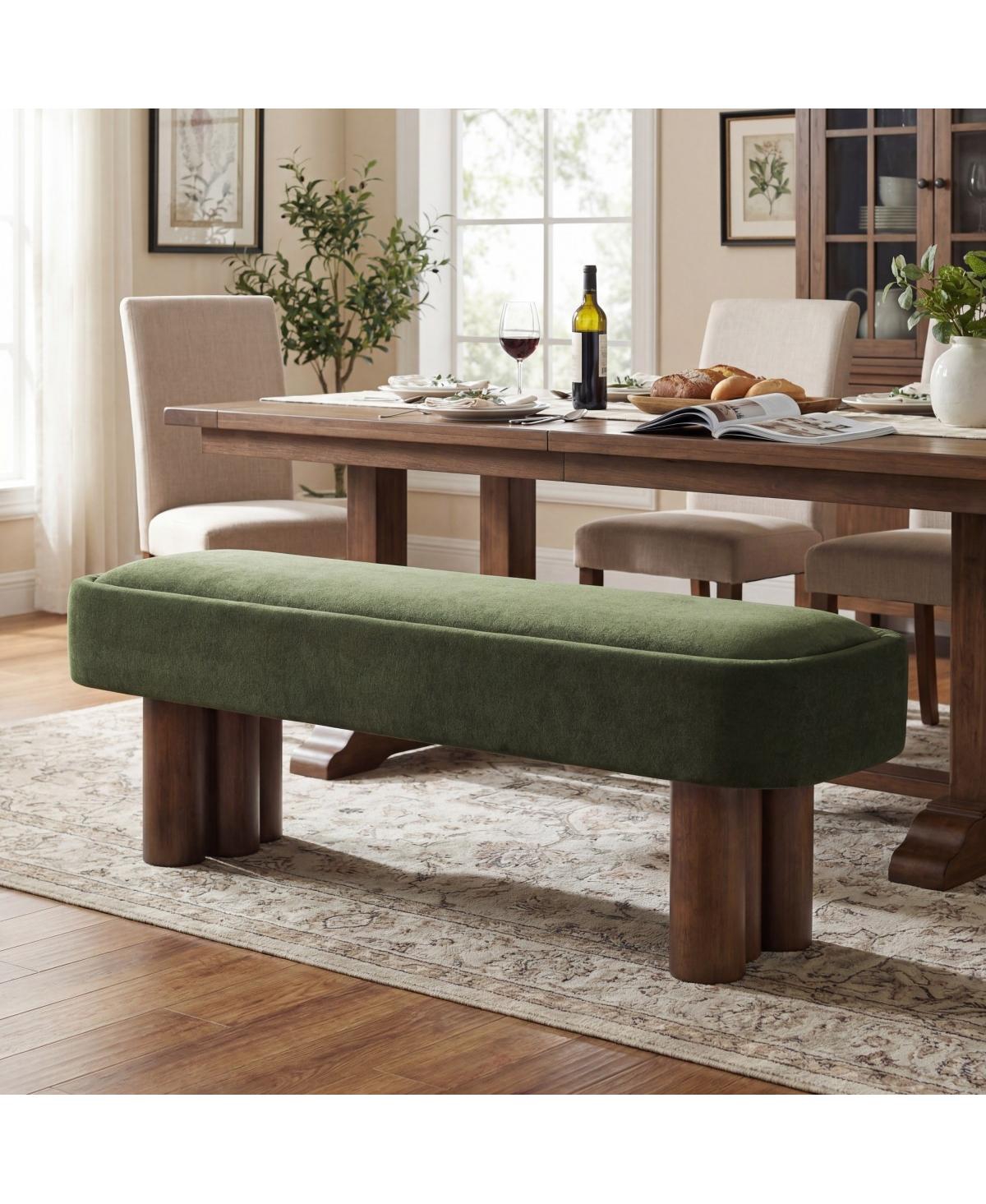 Maison Boucle 60.04" Upholstered Dining Bench for Kitchen Table, End-of-Bed Bench, Hallway Bench Seating - Green