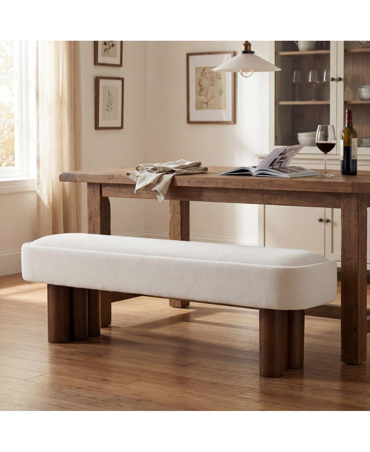 Maison Boucle 60.04" Upholstered Dining Bench for Kitchen Table, End-of-Bed Bench, Hallway Seating