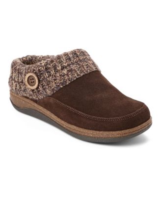 Women's Suede Sweater-Knit Cuff Round Toe Clog Slippers