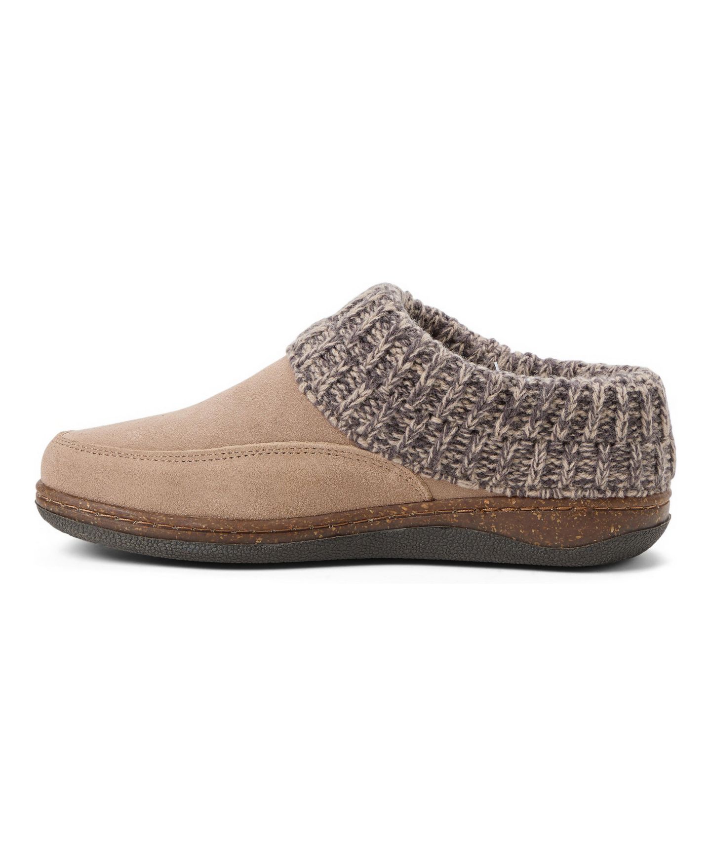 Женские сабо Clarks Suede Sweater-Knit Cuff Round Toe Clog Slippers, цвет: Серо-коричневый — фото 2