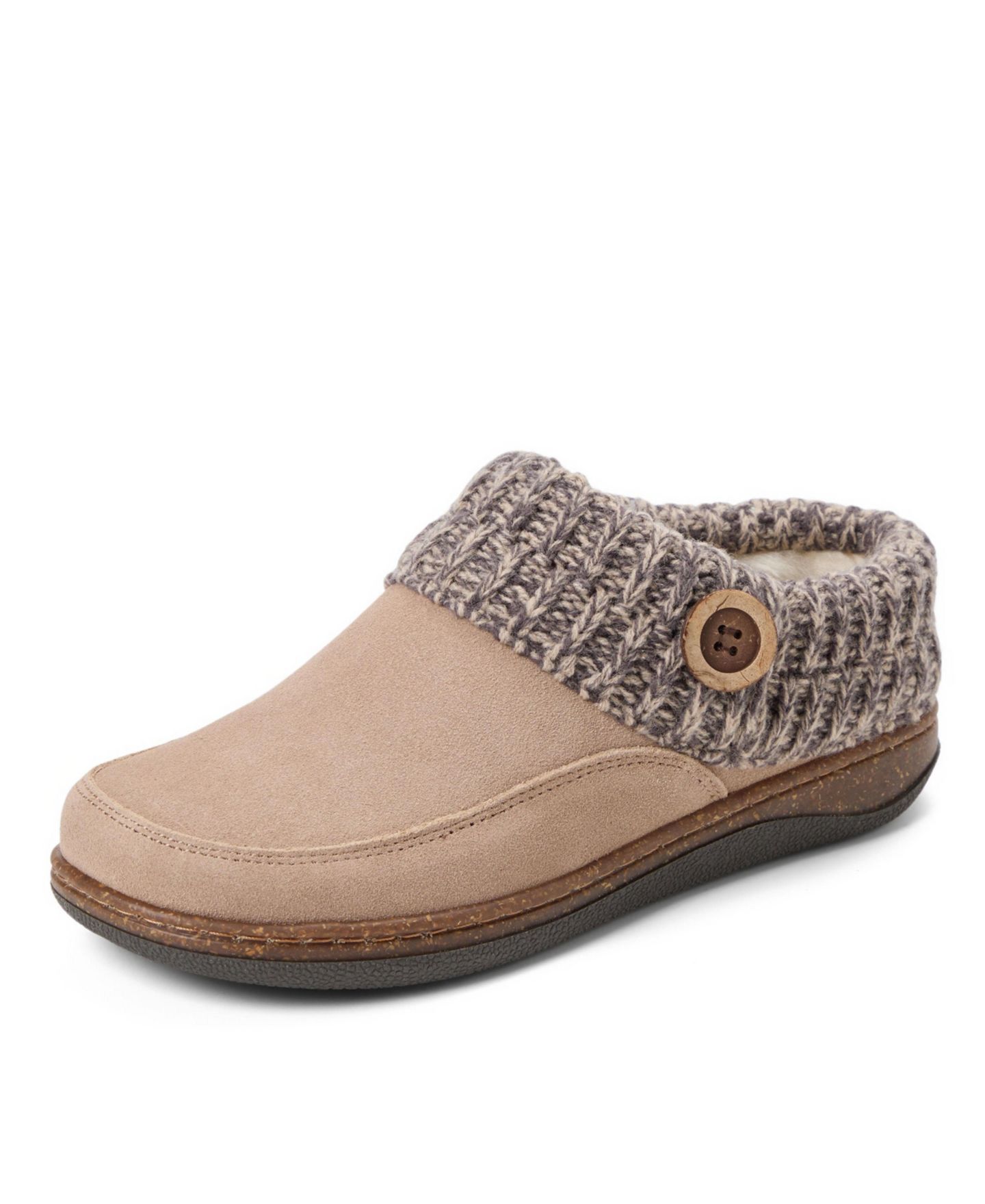 Женские сабо Clarks Suede Sweater-Knit Cuff Round Toe Clog Slippers, цвет: Серо-коричневый — фото 8