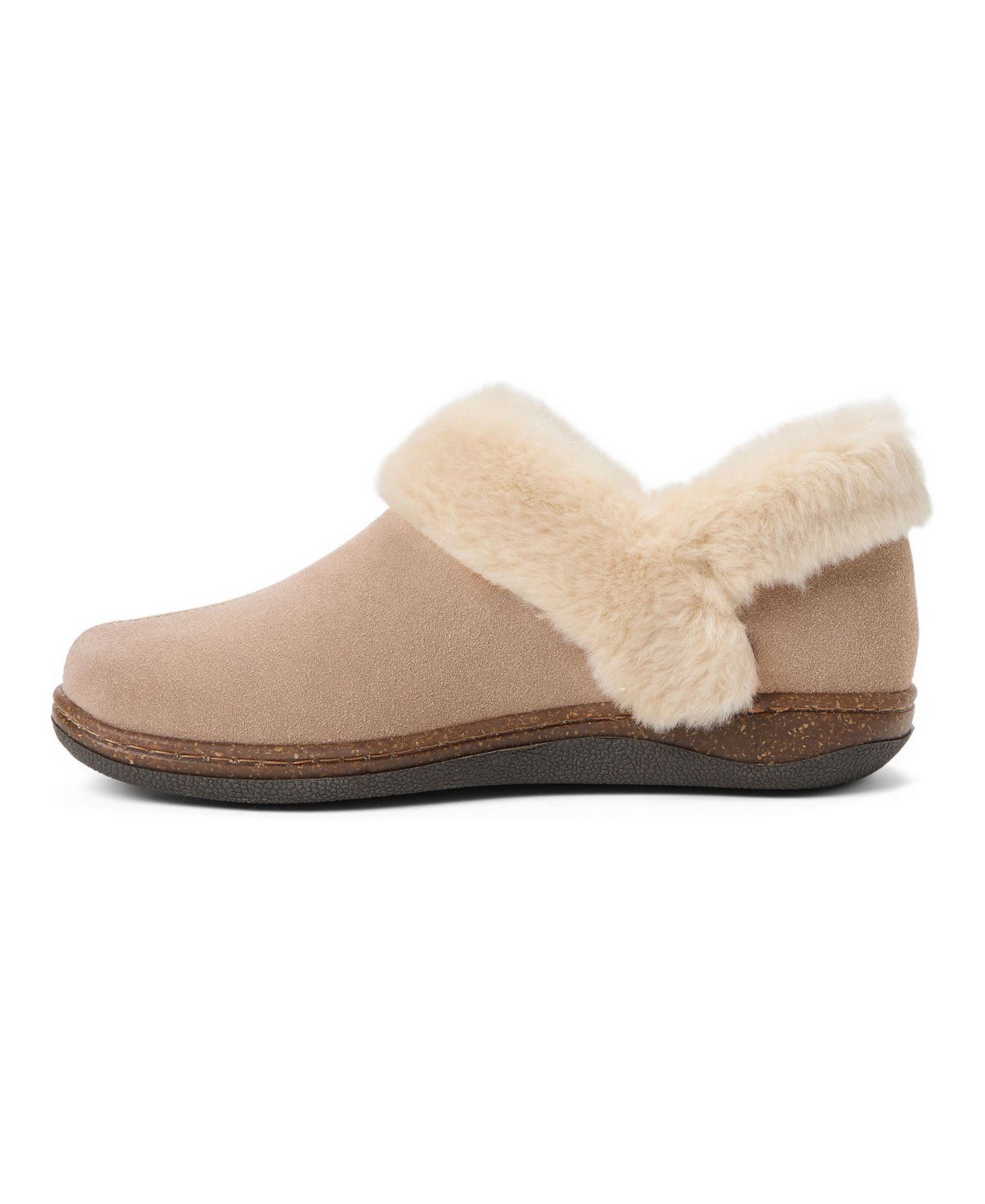 Женские тапочки Clarks Suede Ankle Boot Faux Fur Trim Slippers, цвет: Серо-коричневый — фото 2