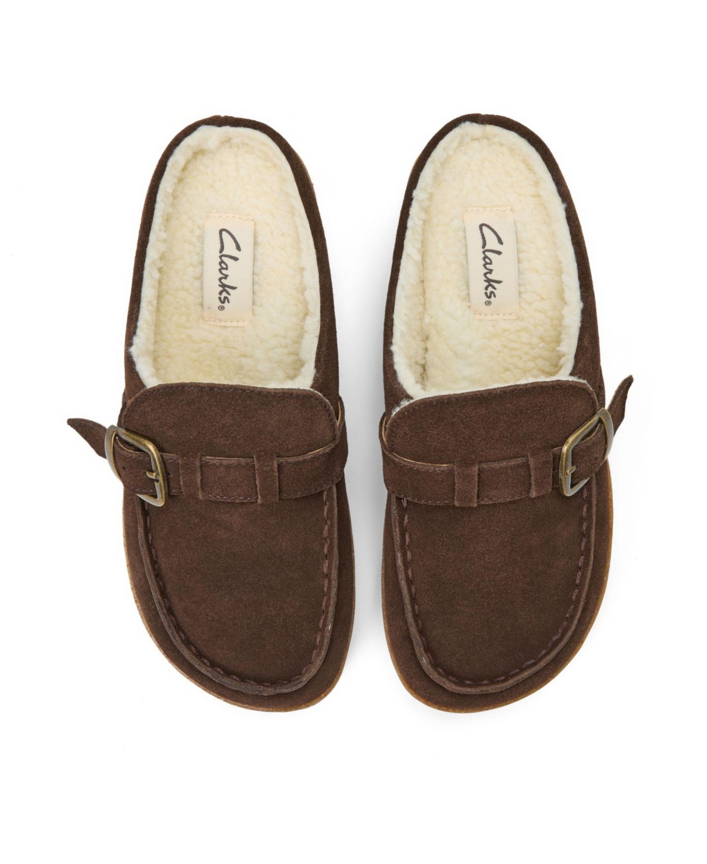 Женские сабо Clarks Genuine Suede Clog Memory Foam Slippers, цвет: Шоколадный — фото 4