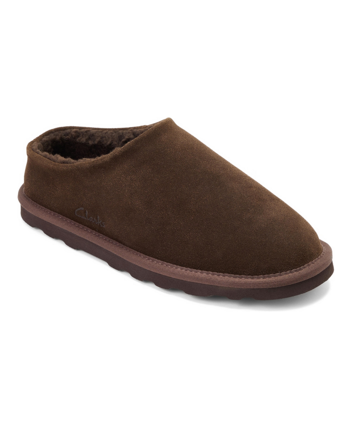 Clarks Men's Genuine Suede Memory Foam Clog Slippers - Dark brown