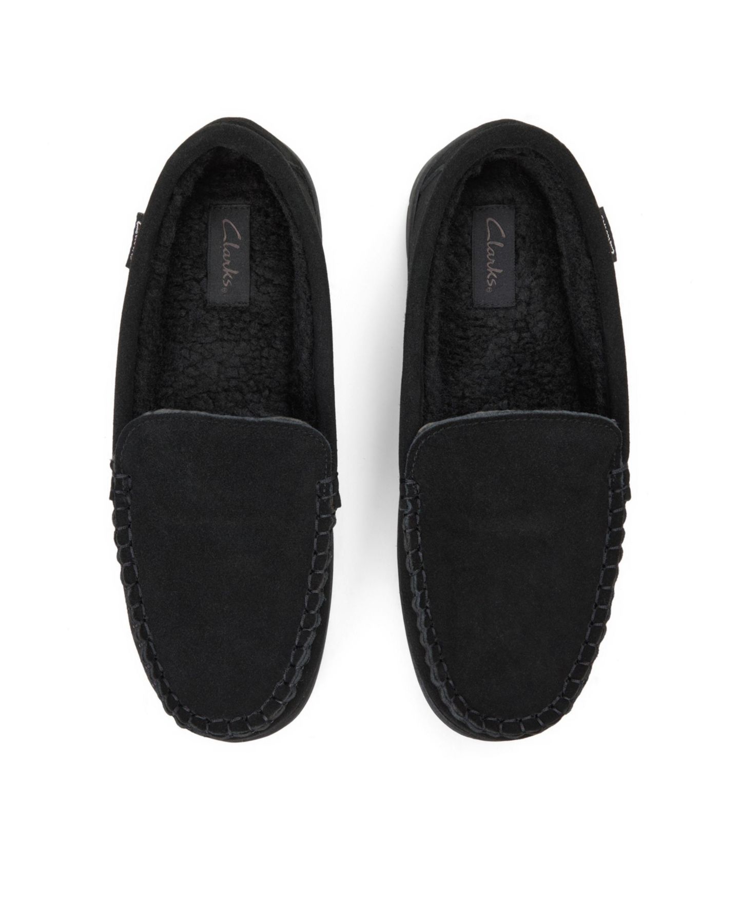 Мужские тапочки Clarks Venetian Moc Memory Foam Genuine Cow Suede Slippers, цвет: Чёрный — фото 4