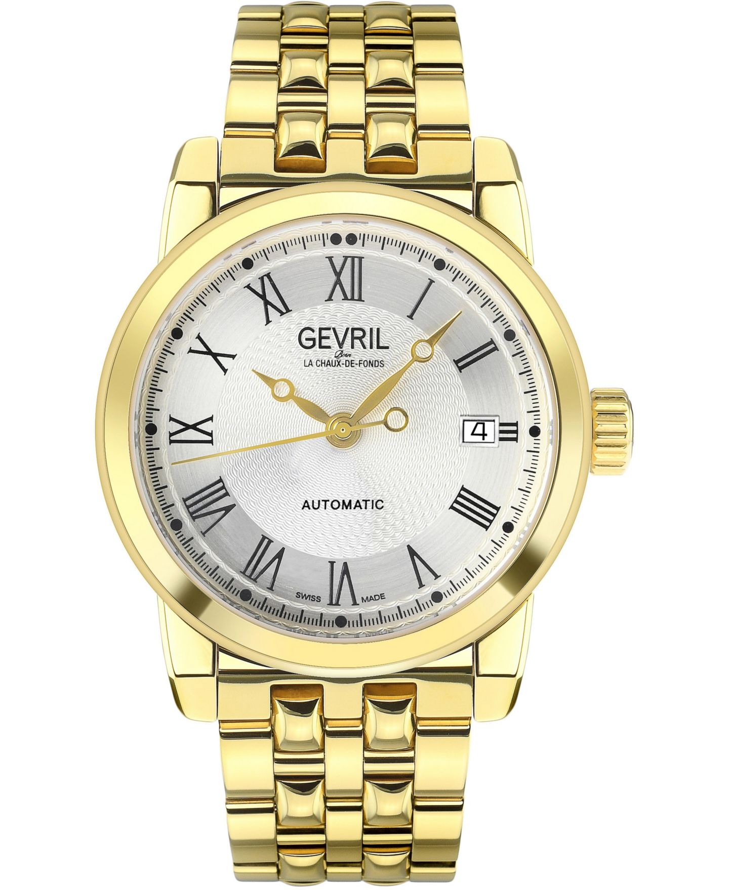 Мужские часы Gevril Swiss Automatic Madison IP Gold Stainless Steel Bracelet Watch, 39 mm, цвет: Золотой — фото 1
