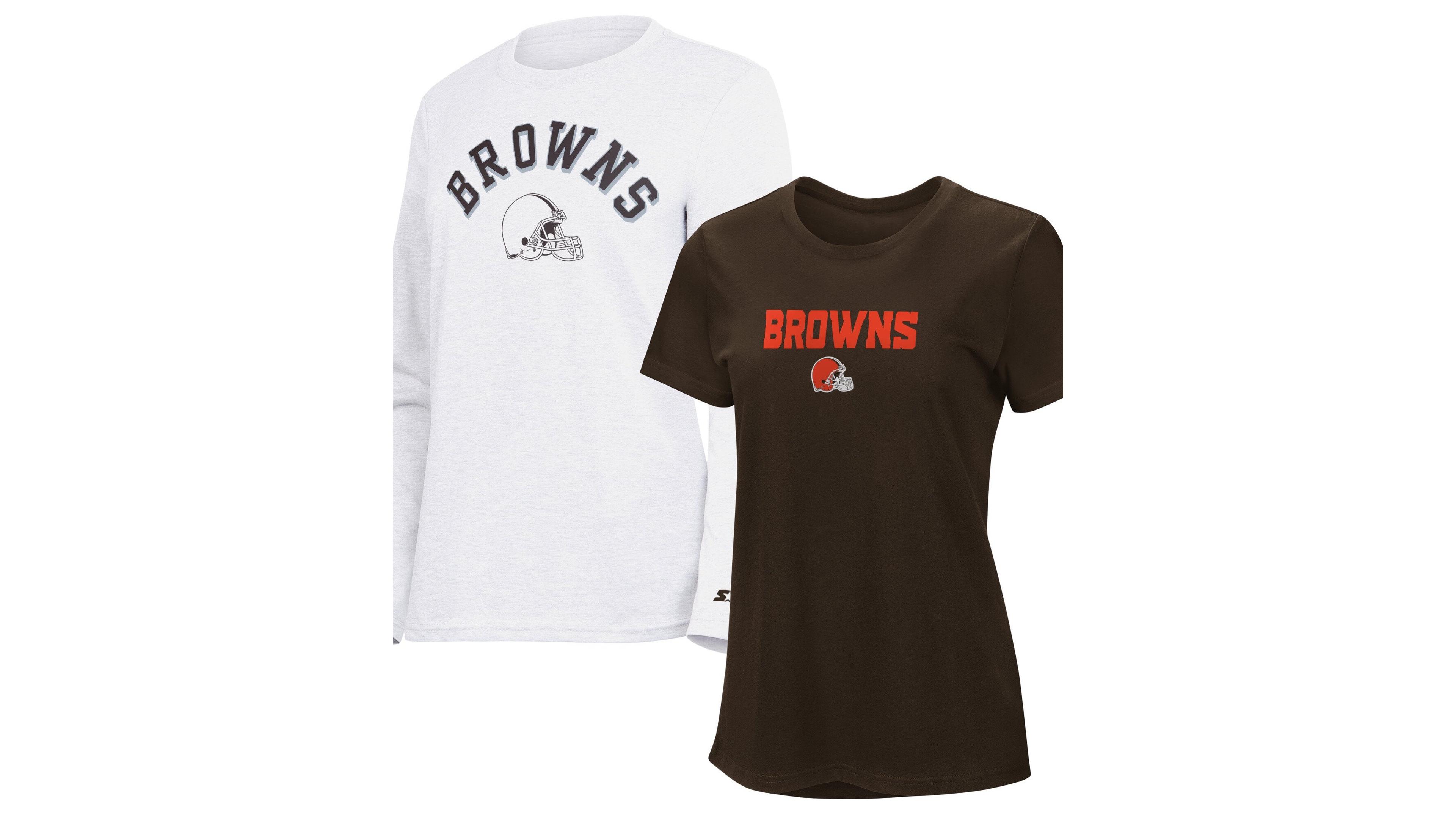 Starter Women's Brown/Ash Cleveland Browns Short-Sleeves Long-Sleeves Combo Pack T-Shirt