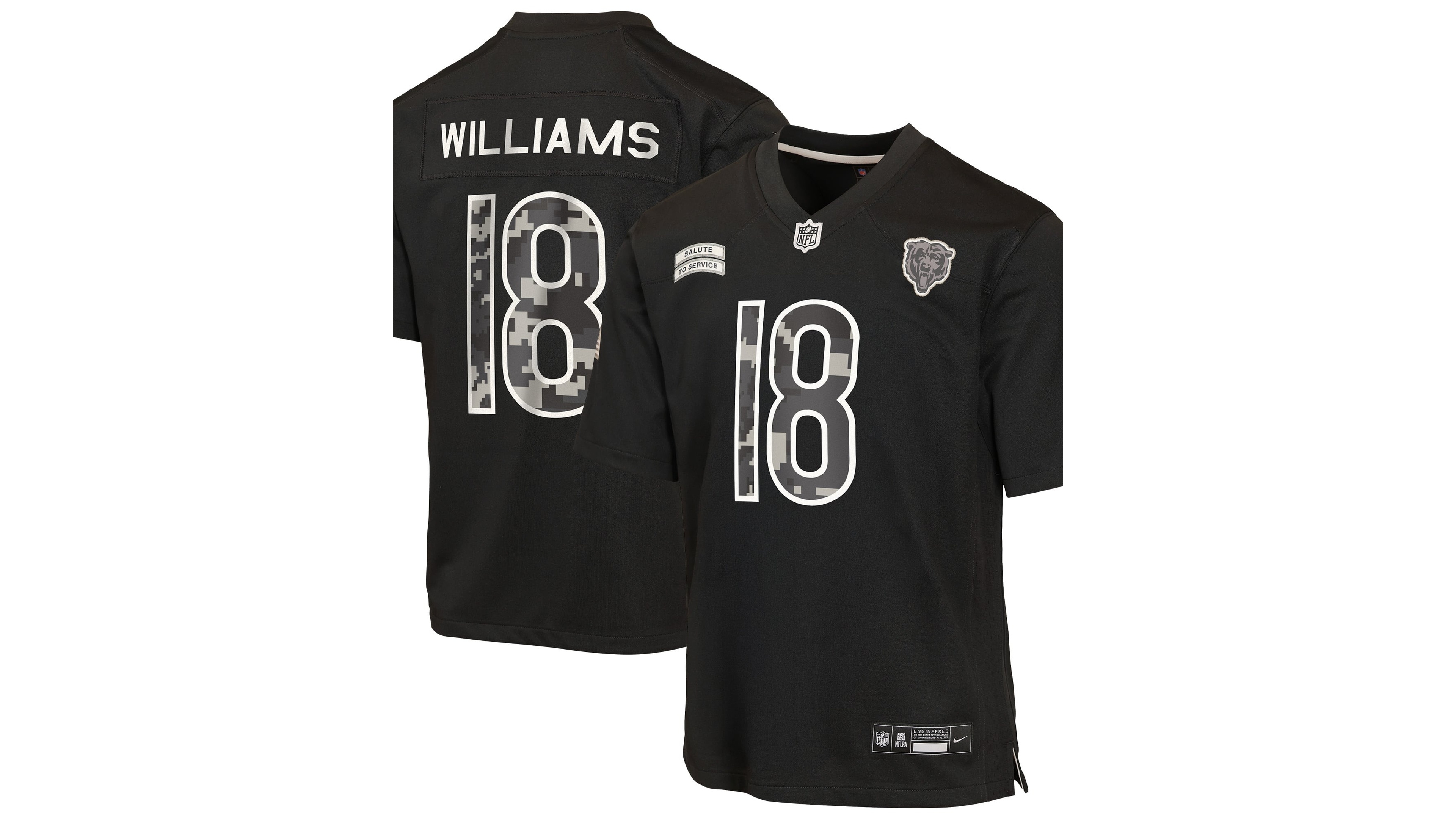 Nike Big Boys' and Girls' Caleb Williams Black Chicago Bears 2026 Salute to Service Game Jersey