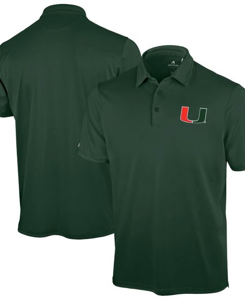 Мужское поло Antigua Green Miami Hurricanes Unshakeable Solid Polo