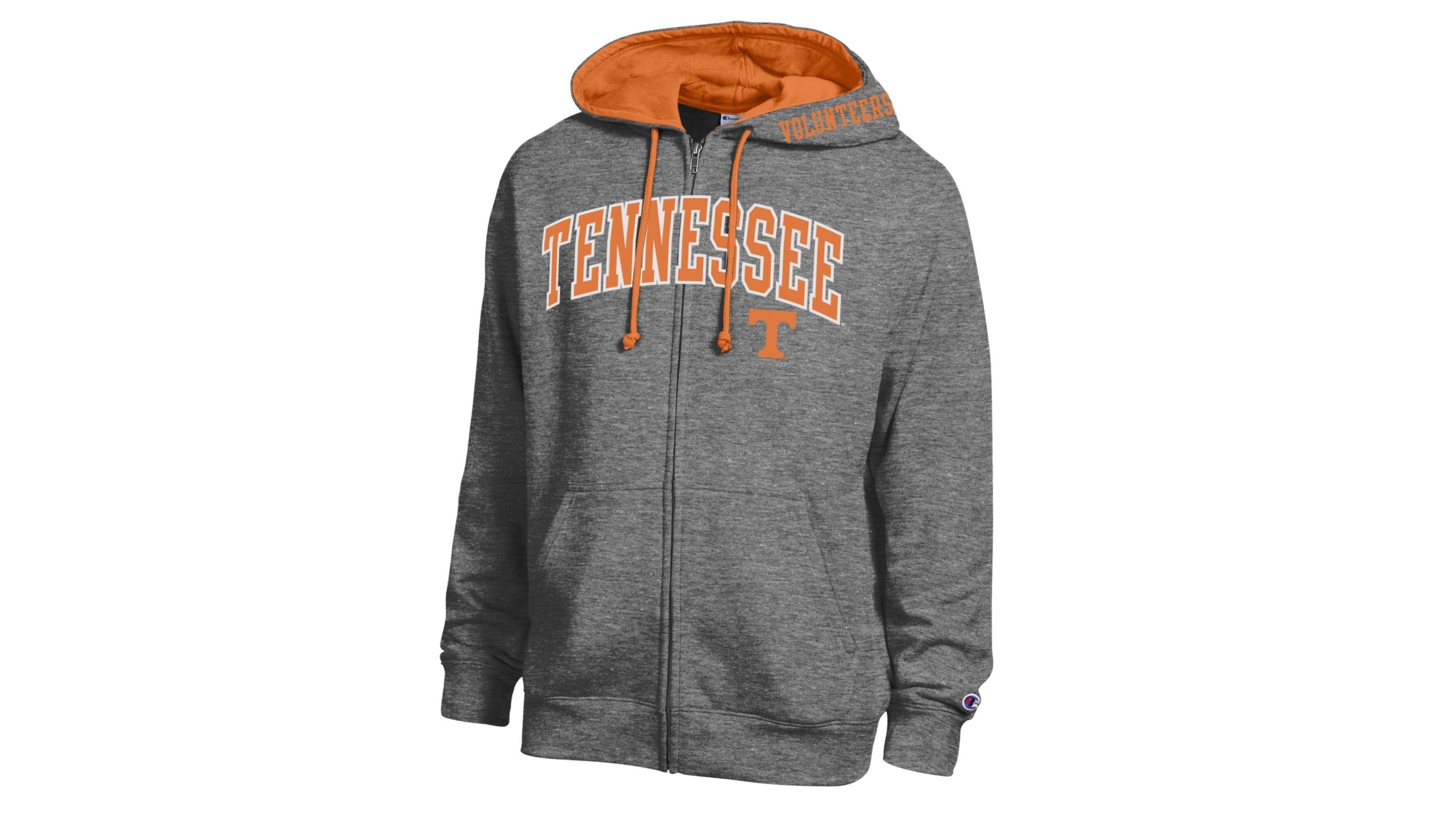 Champion Men's Heather Charcoal Tennessee Volunteers Arch Logo Full-Zip Fleece Hoodie
