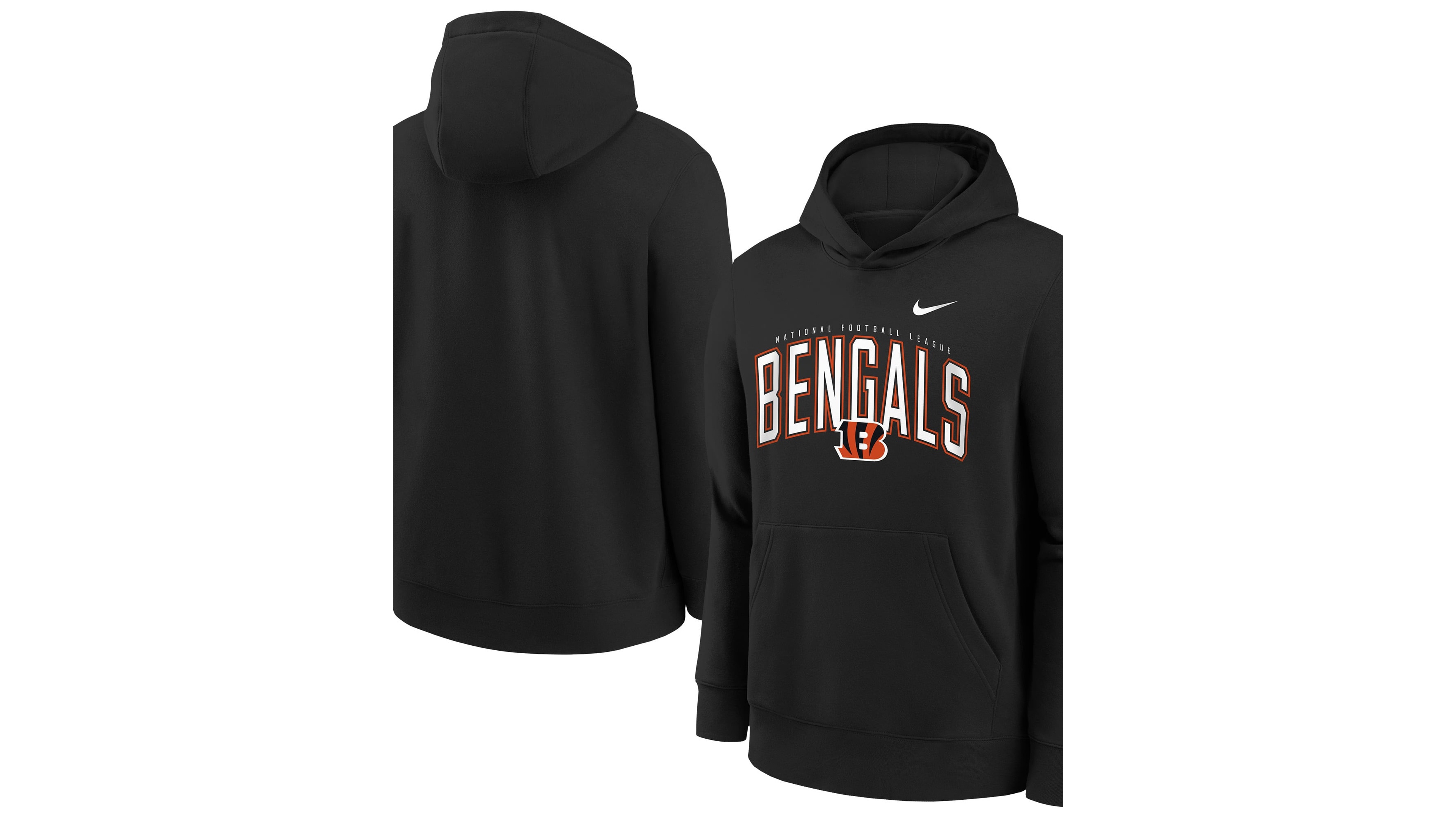 Nike Big Boys' and Girls' Black Cincinnati Bengals Logo Arch Fleece Hoodie