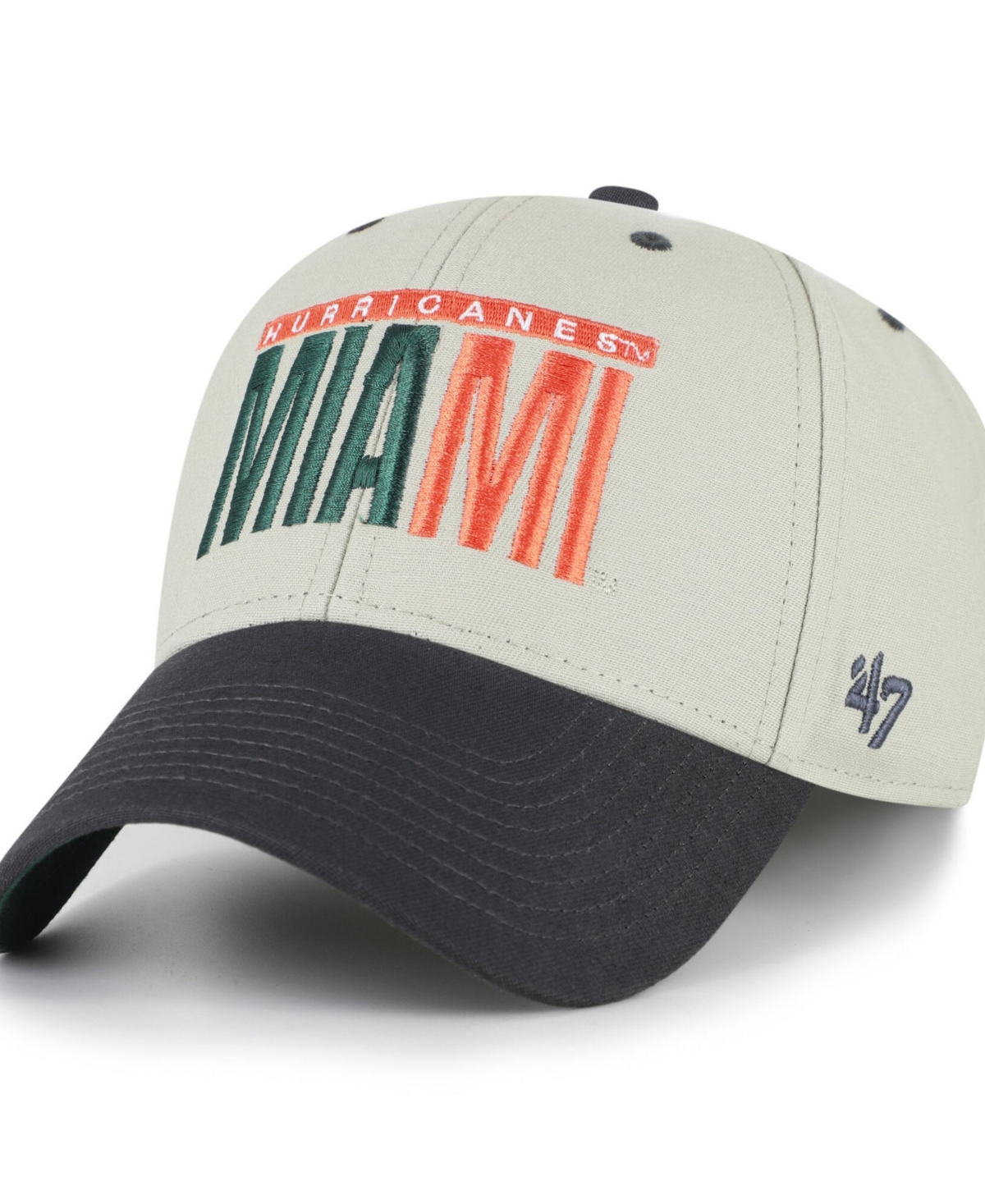 '47 Brand Men's and Women's Gray/Black Miami Hurricanes Half Block Text Mvp Adjustable Hat