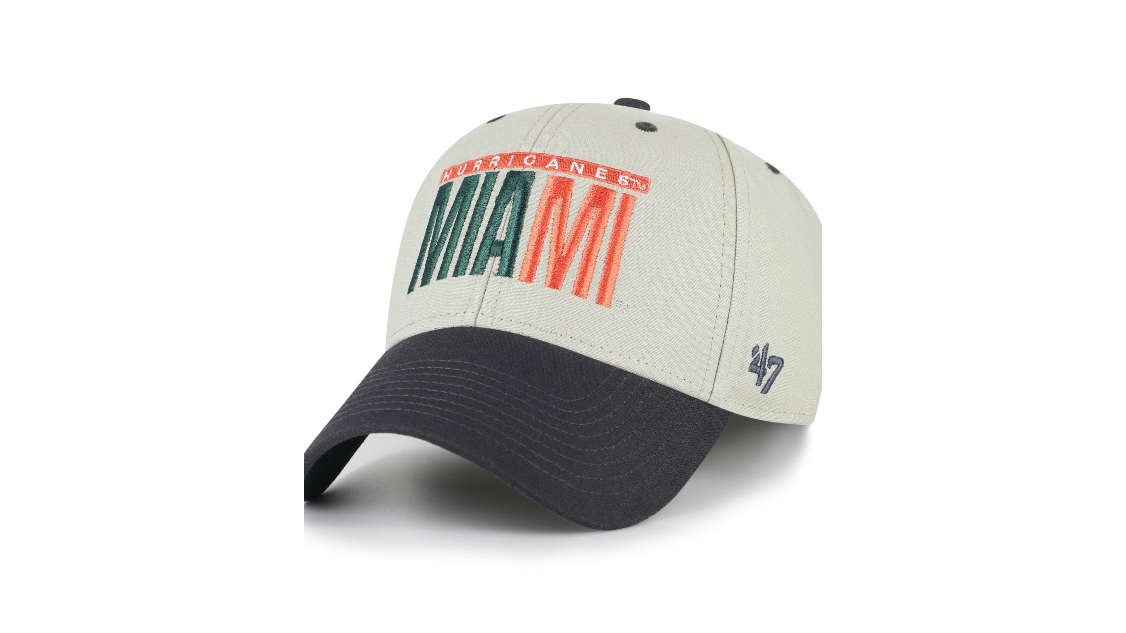 '47 Brand Men's and Women's Gray/Black Miami Hurricanes Half Block Text Mvp Adjustable Hat