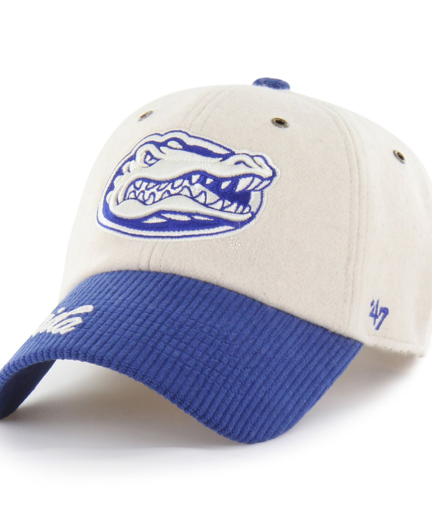 Женская кепка '47 Brand Cream/Royal Florida Gators Rope Script Clean Up Adjustable Hat — фото 3