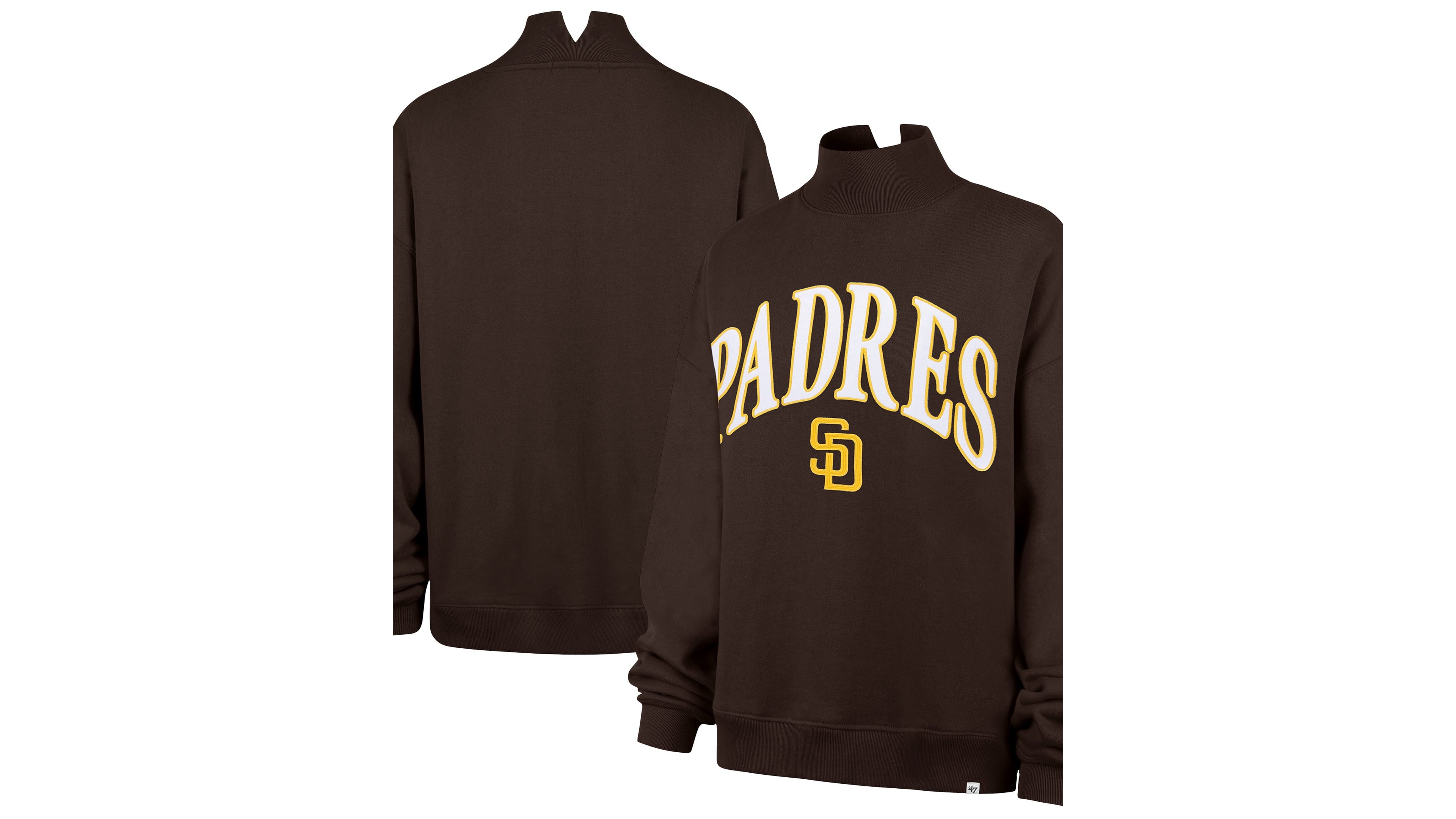 '47 Brand Women's Brown San Diego Padres Oversized Vantage Mock Neck Sweatshirt
