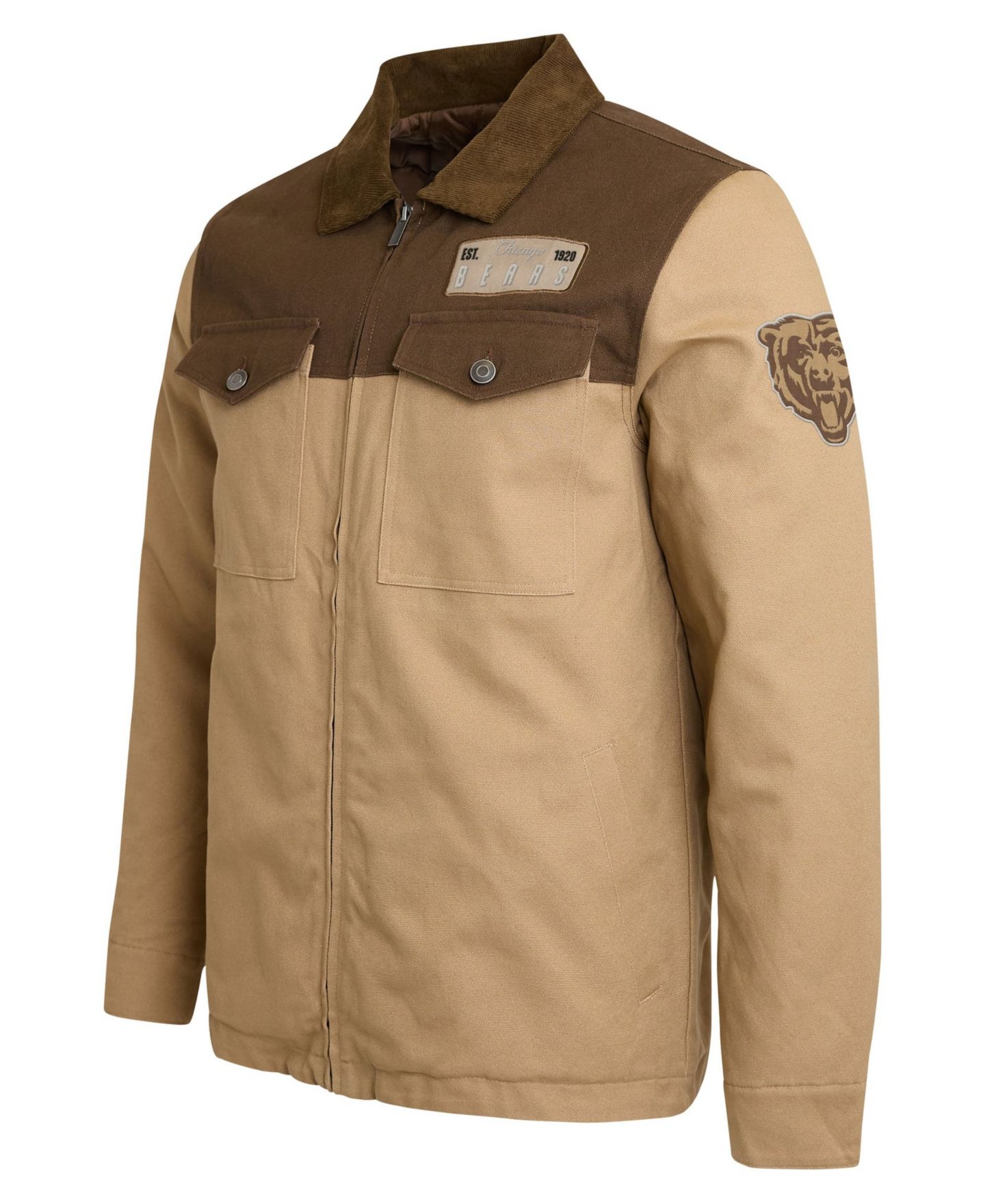 Мужская куртка Darius Rucker Collection By Fanatics Tan/Brown Chicago Bears Full-Zip Canvas — фото 3