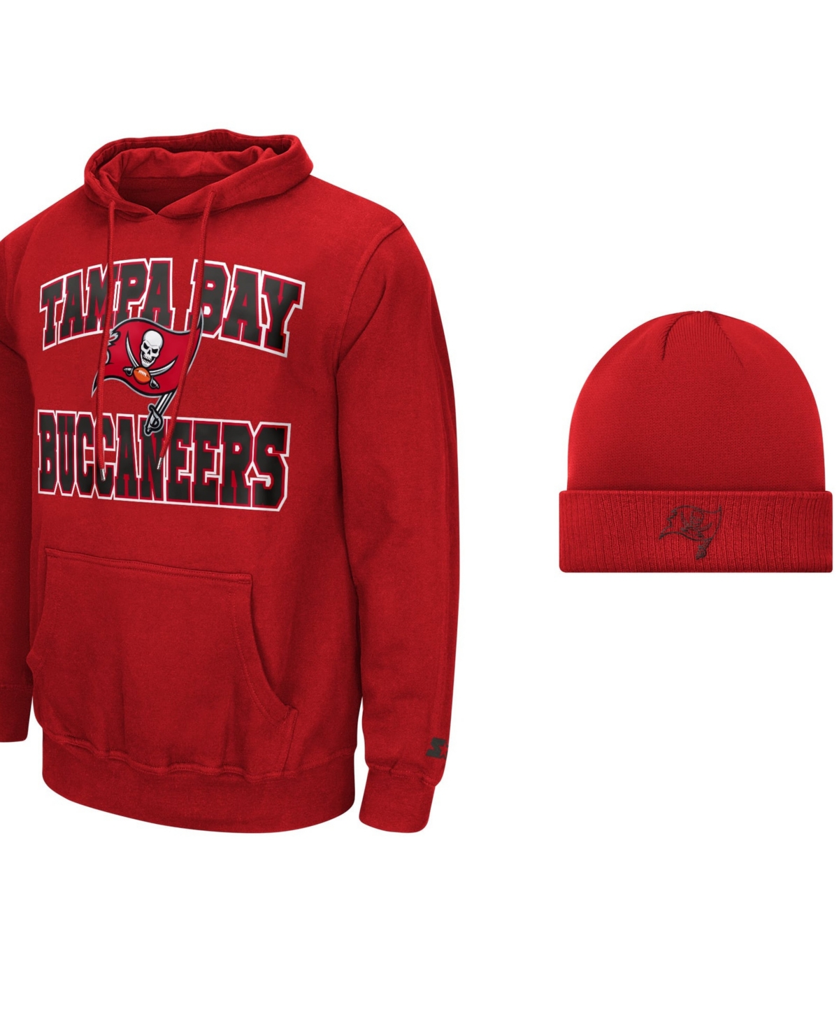 Starter Men's Red Tampa Bay Buccaneers Hoodie and Cuffed Knit Combo Pack Hat - Red
