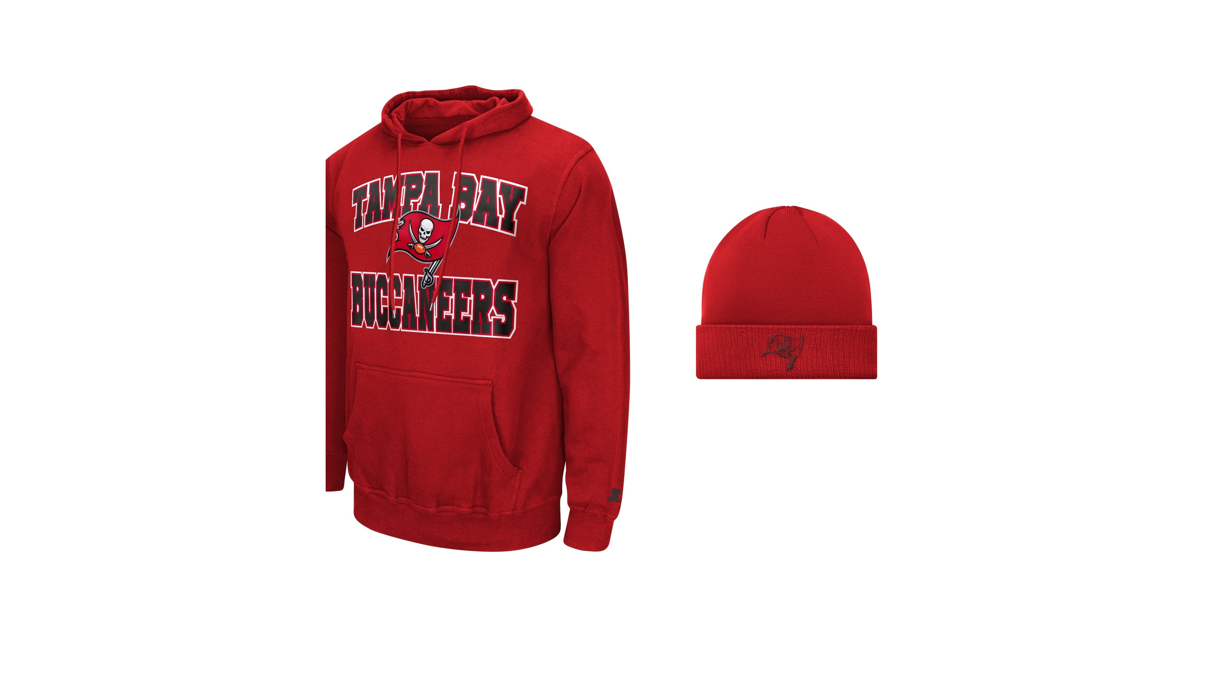 Starter Men's Red Tampa Bay Buccaneers Hoodie and Cuffed Knit Combo Pack Hat