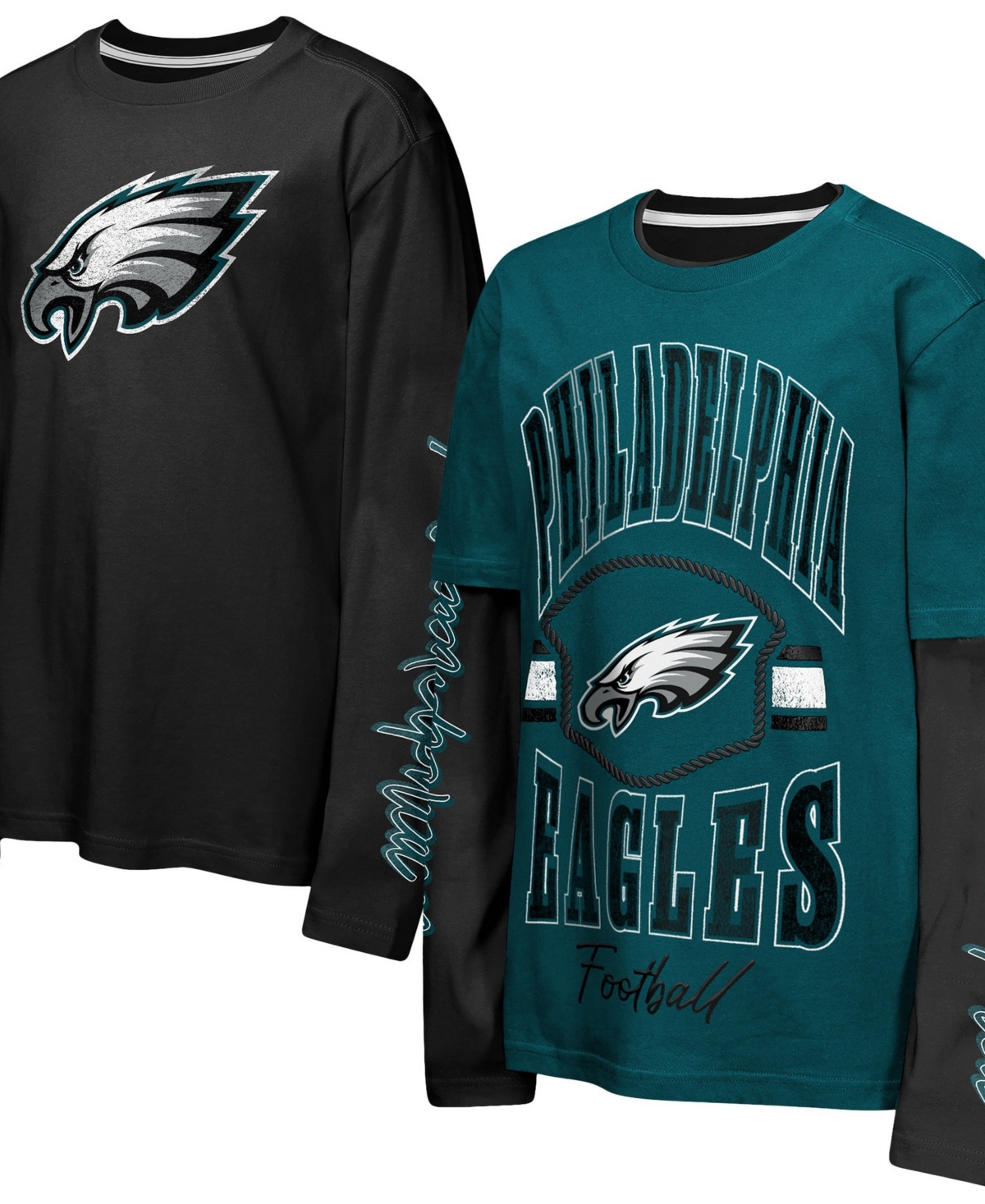 Outerstuff Big Boys' and Girls' Midnight Green/Black Philadelphia Eagles Motion Combo Set T-shirt - Midnight Green