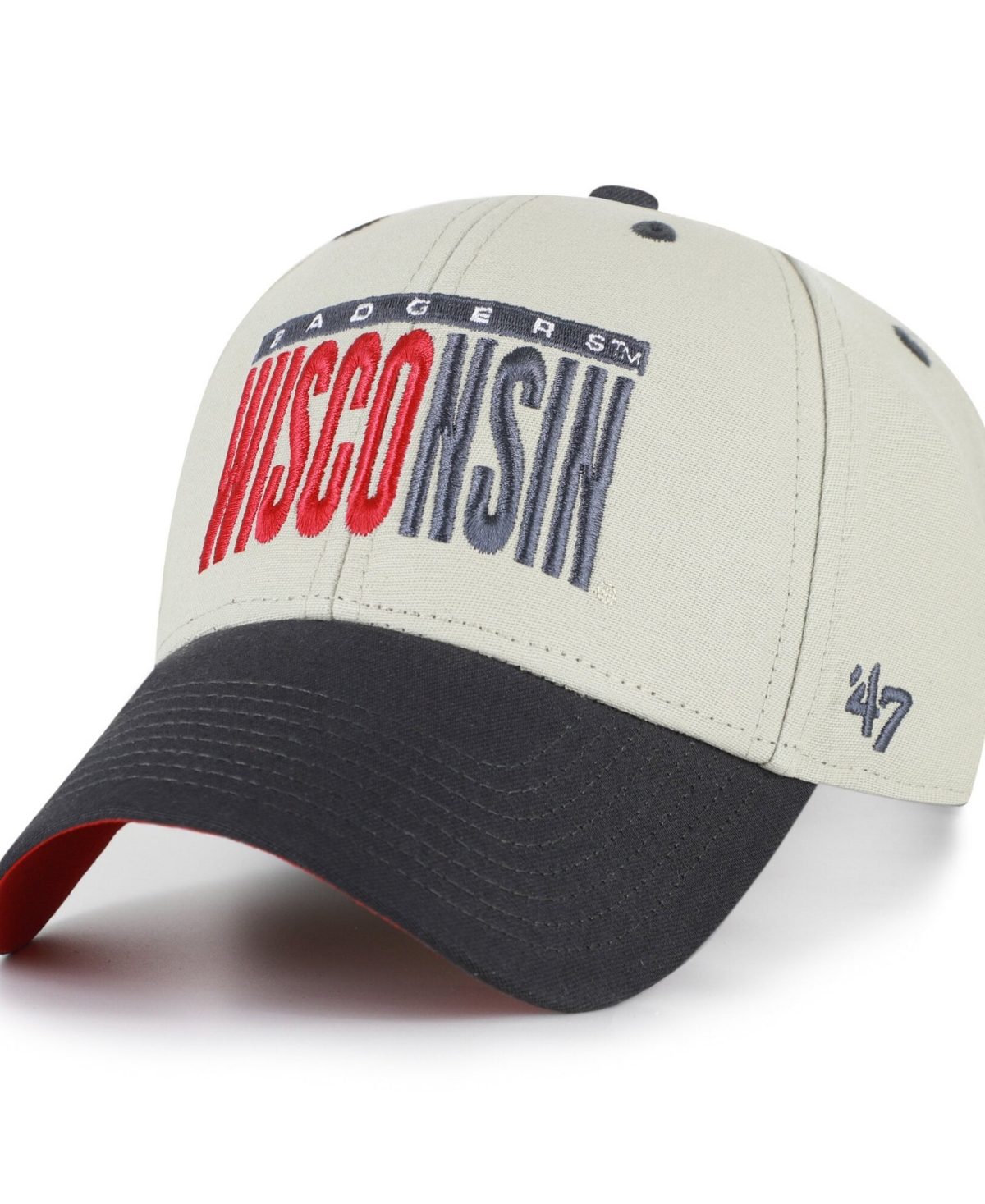 '47 Brand Men's and Women's Gray/Black Wisconsin Badgers Half Block Text Mvp Adjustable Hat - Gray, Black