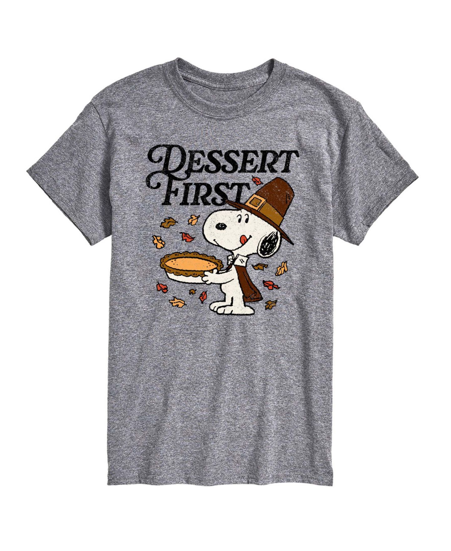 Мужская футболка AIRWAVES Dessert First Thanksgiving Snoopy Graphic, цвет: Меланжевый — фото 1