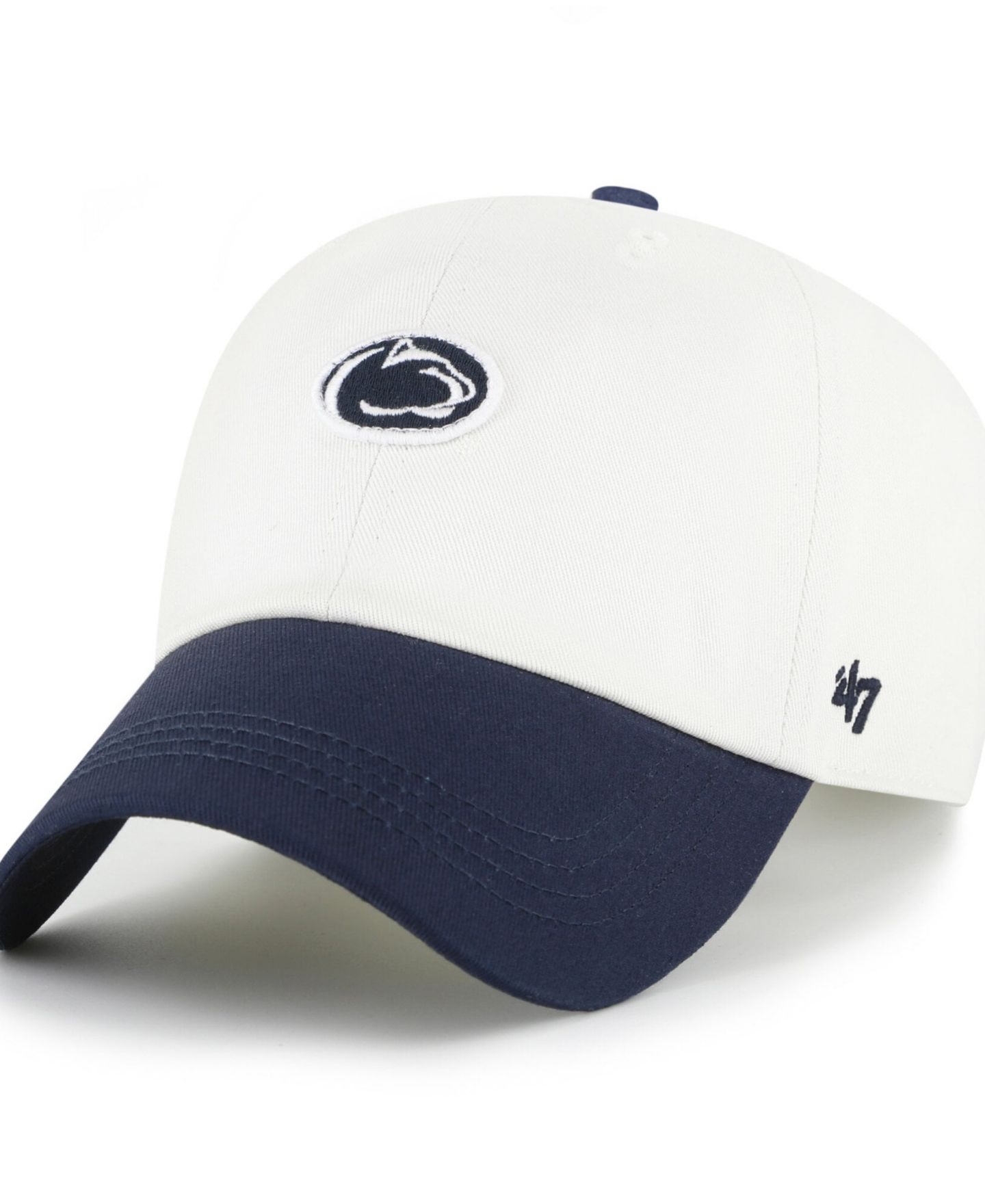 Мужская кепка '47 Brand White/Navy Penn State Nittany Lions Contemporary Basics Two Tone Clean Up Adjustable Hat — фото 3