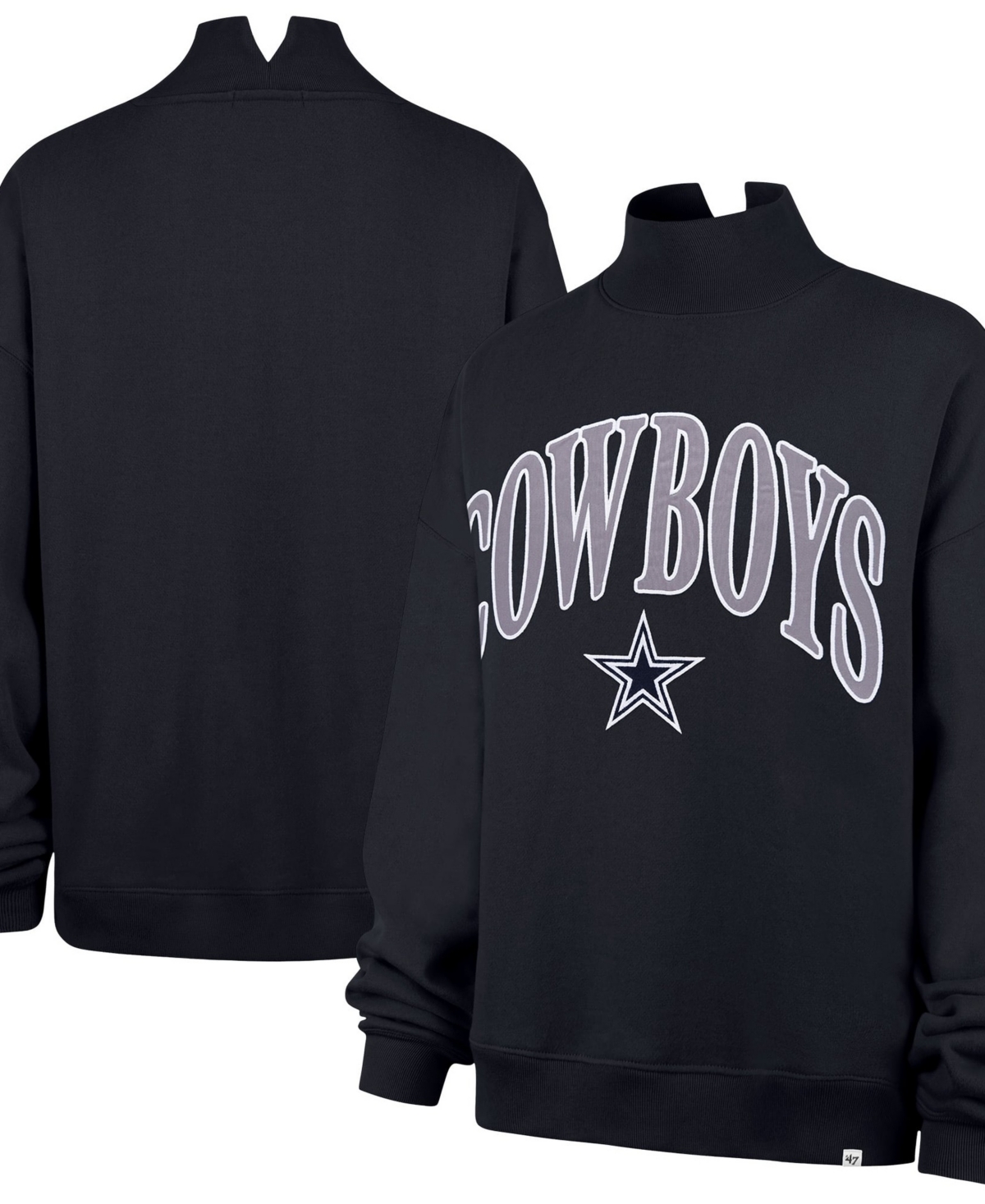 '47 Brand Women's Navy Dallas Cowboys Oversized Vantage Mock Neck Sweatshirt