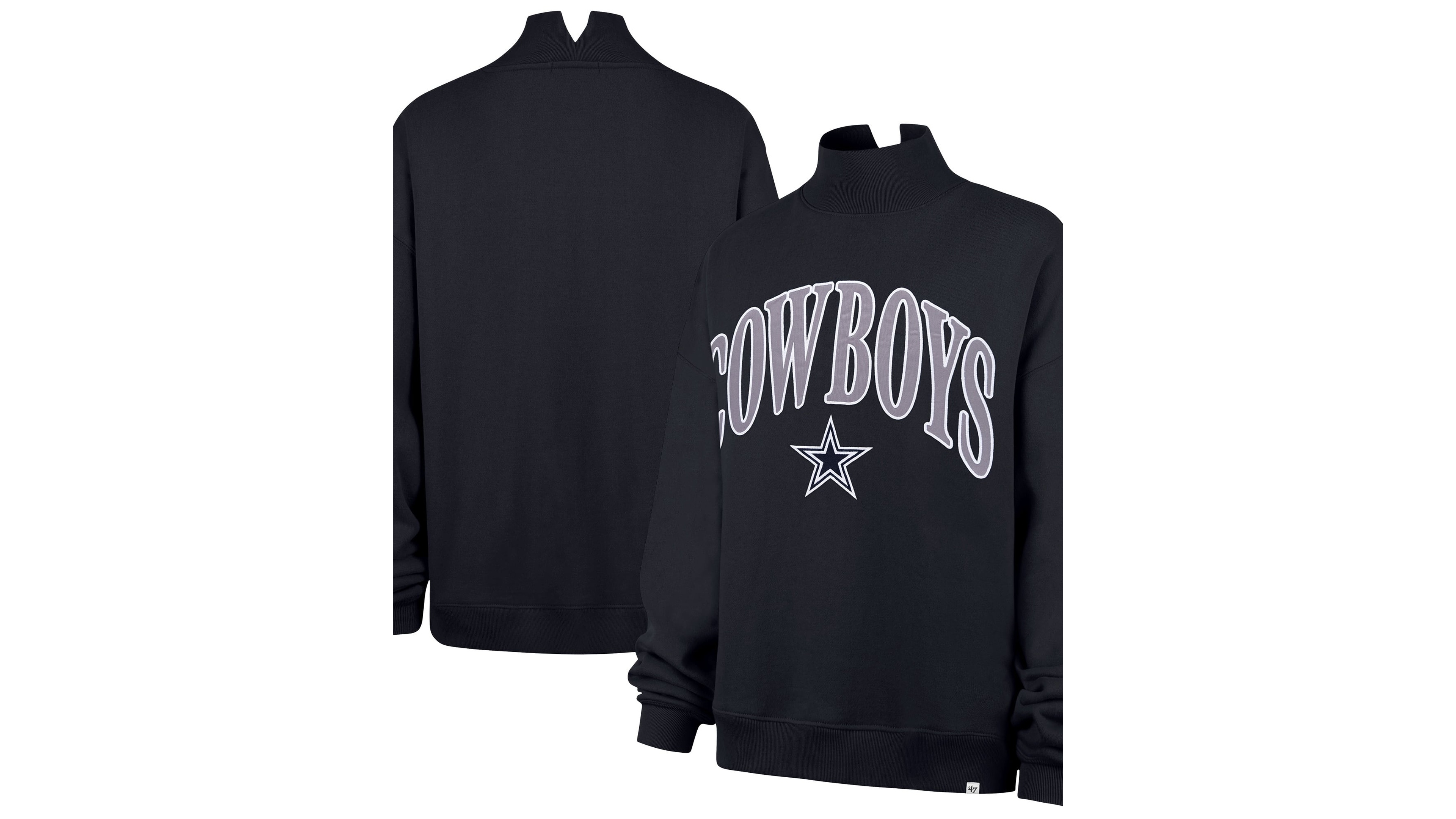 '47 Brand Women's Navy Dallas Cowboys Oversized Vantage Mock Neck Sweatshirt
