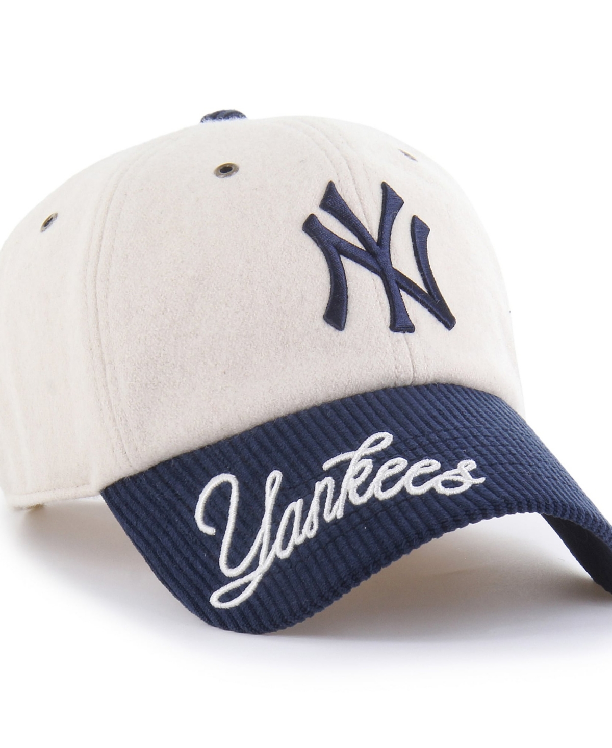 '47 Brand Men's Natural/Navy New York Yankees Rope Script Clean Up Adjustable Hat