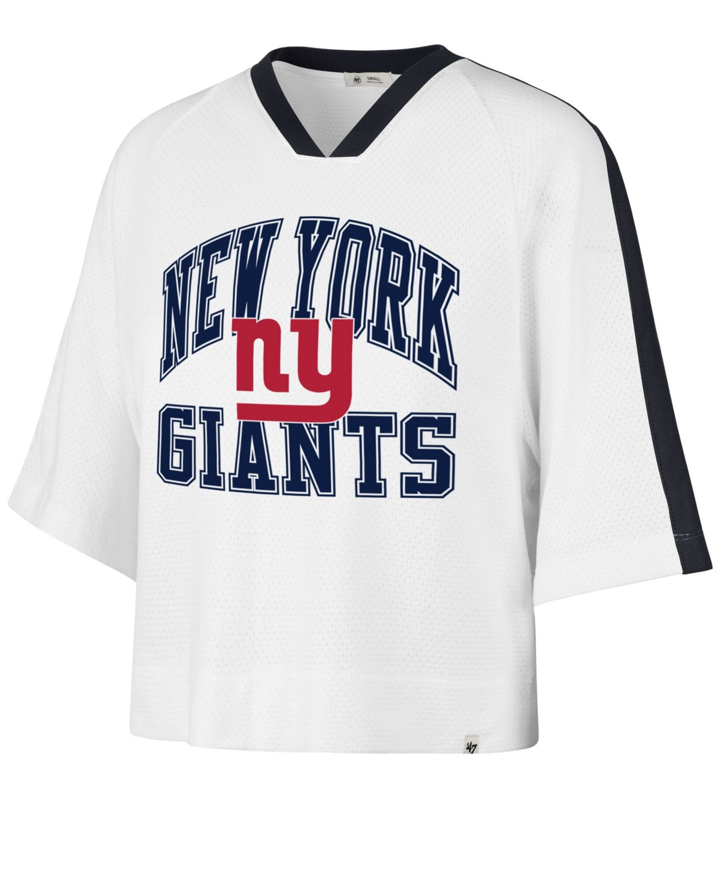 Женская футболка '47 Brand White New York Giants Big Overarch Drop Needle Raglan V-Neck — фото 3