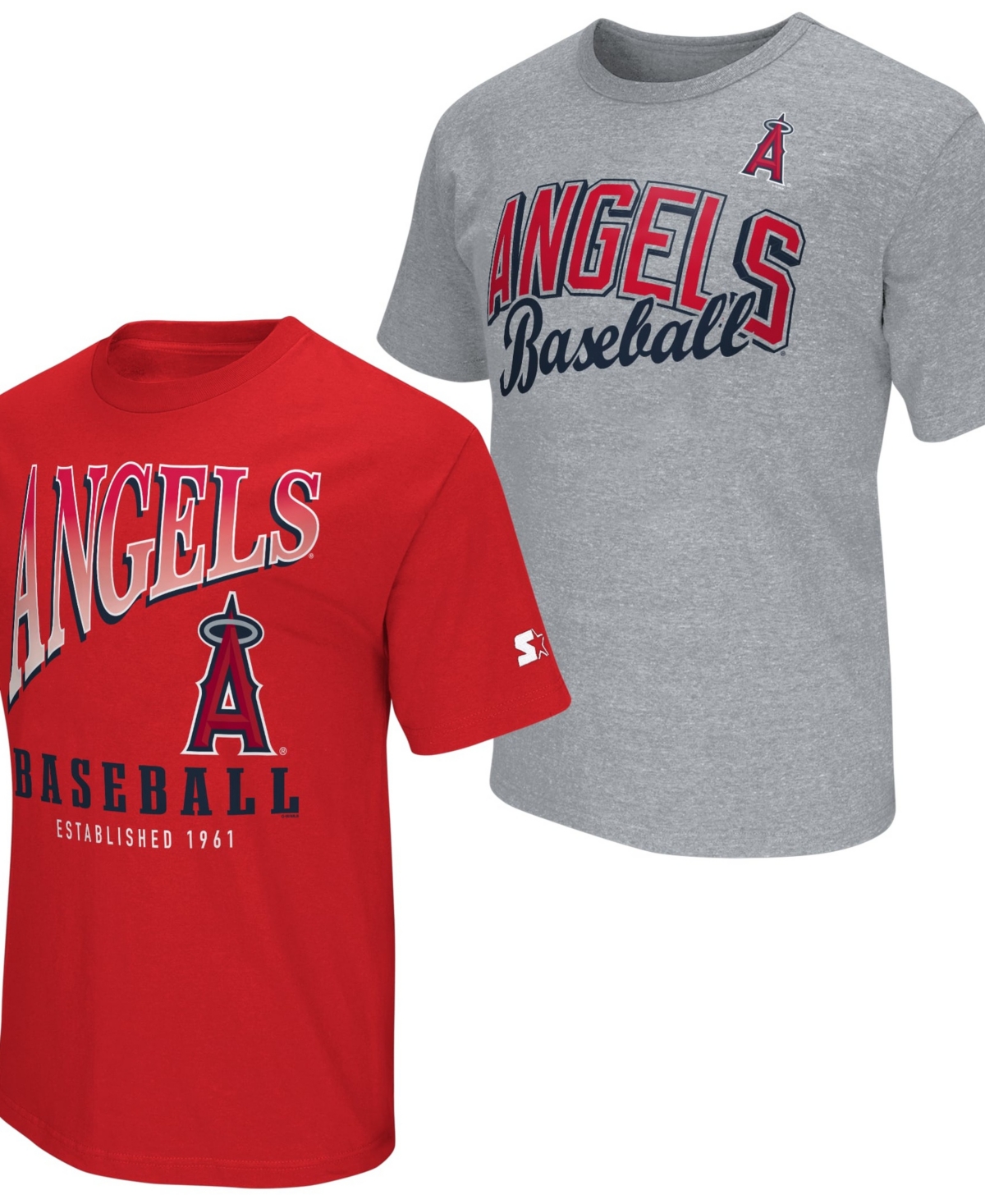 Starter Men's Red/Heather Gray Los Angeles Angels T-Shirt, 2-Pack - Red, Heather Gray