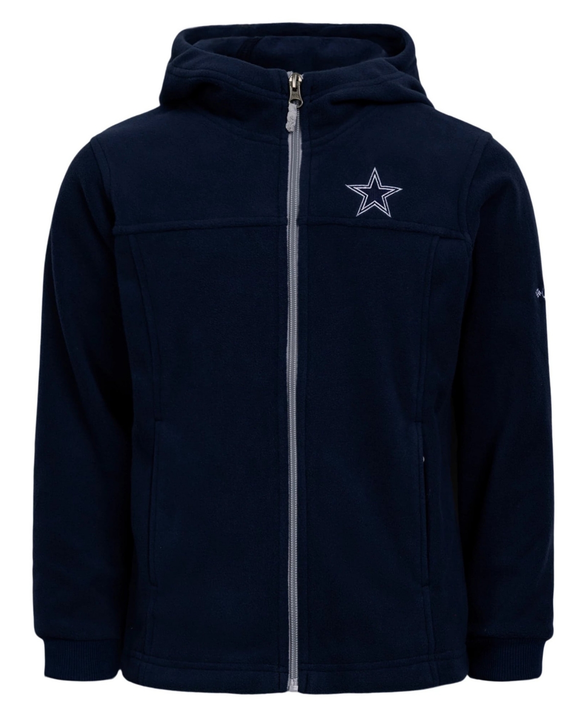 Columbia Big Boys' and Girls' Navy Dallas Cowboys Flanker Fleece Full-Zip Hoodie