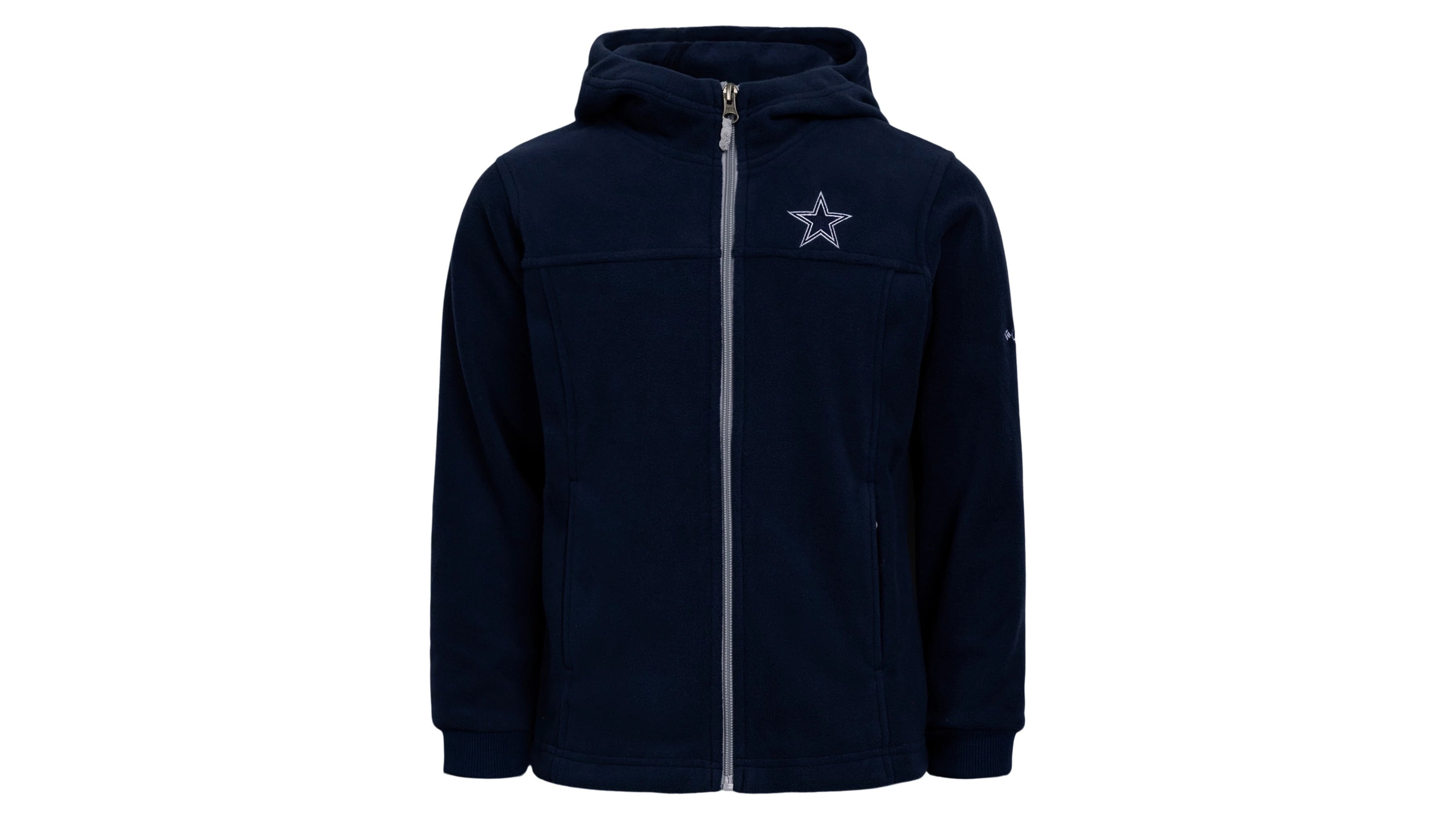 Columbia Big Boys' and Girls' Navy Dallas Cowboys Flanker Fleece Full-Zip Hoodie