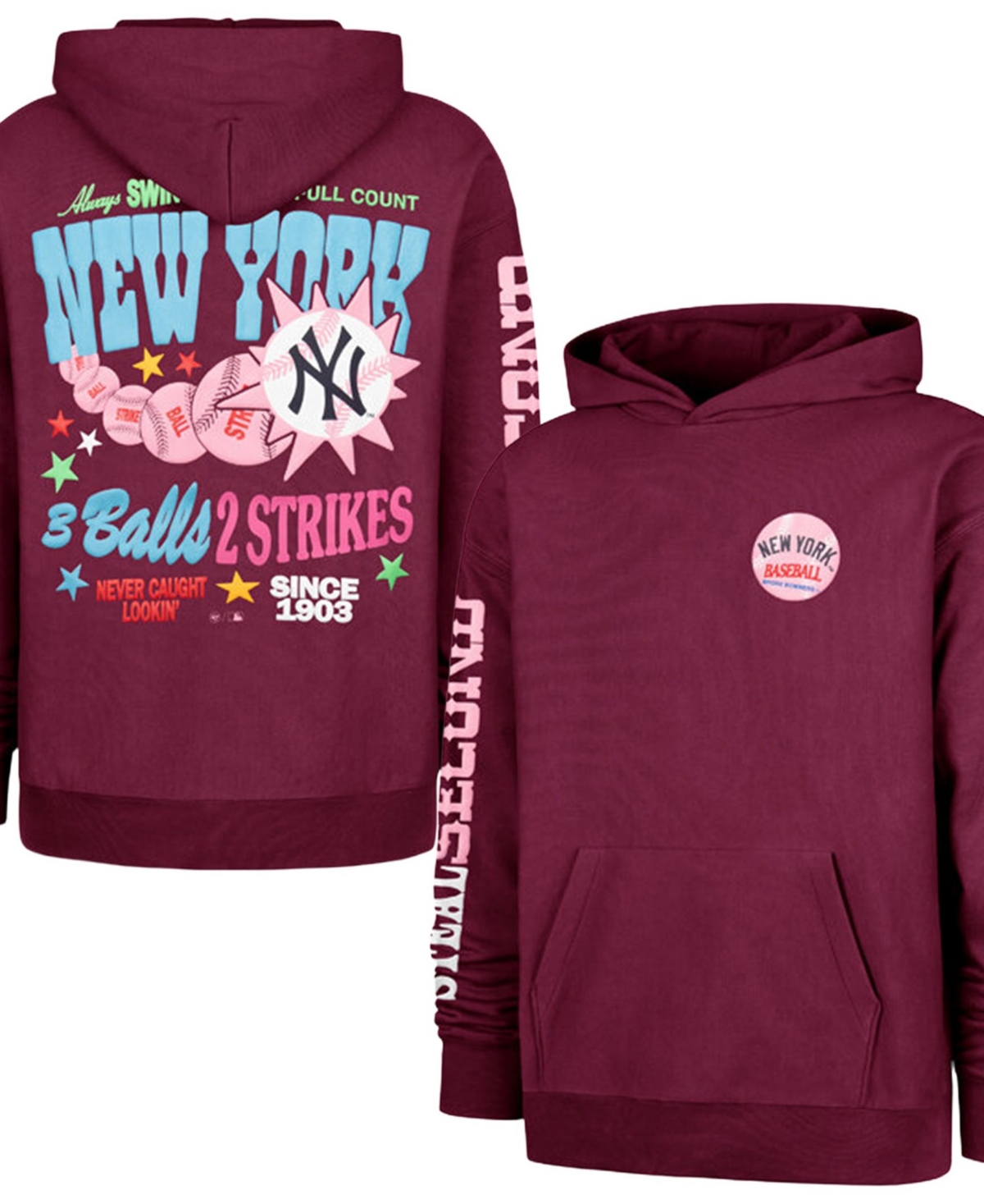 '47 Brand Men's and Women's Burgundy New York Yankees Earl Foundation Hoodie - Burgundy