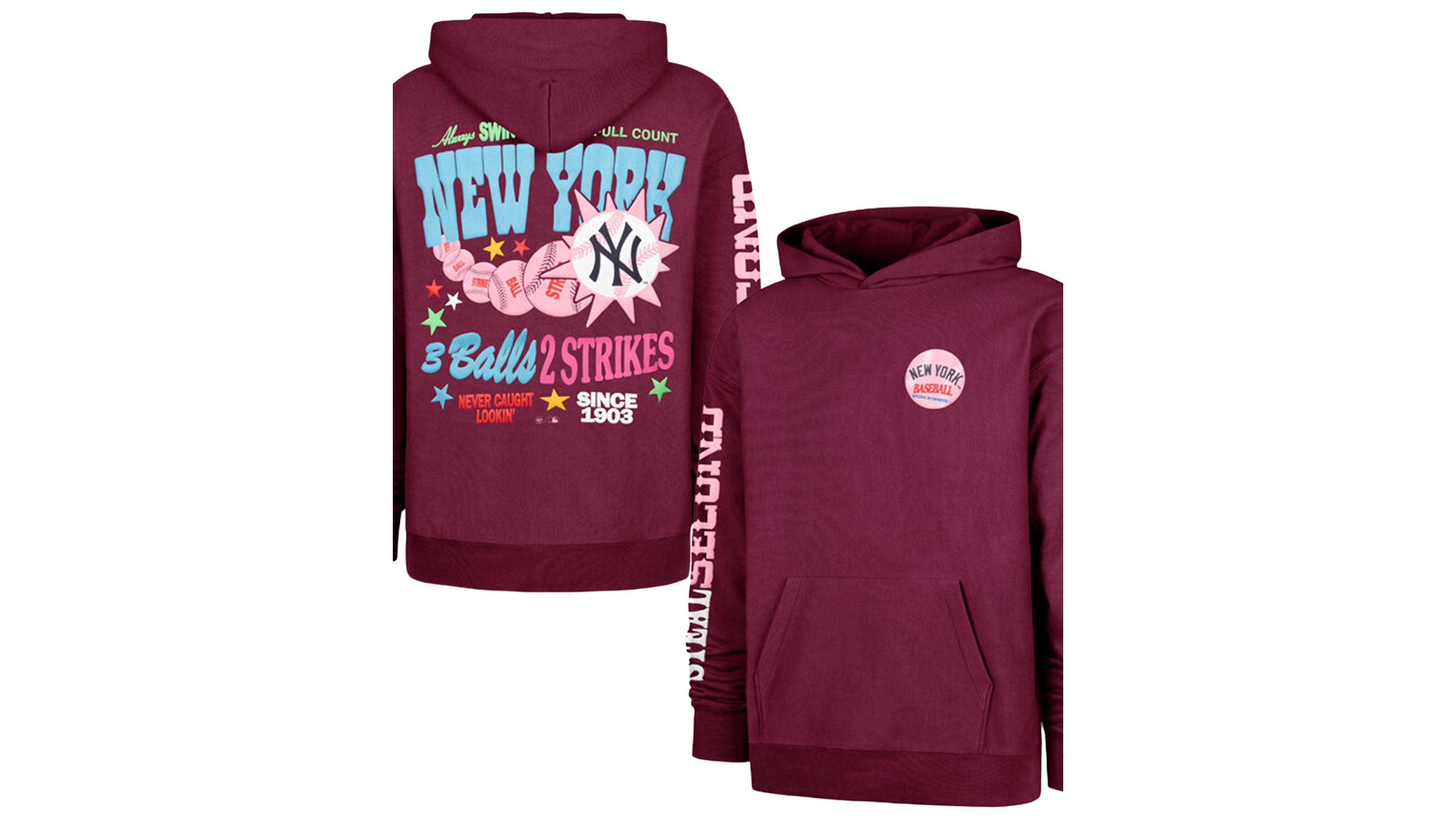 '47 Brand Men's and Women's Burgundy New York Yankees Earl Foundation Hoodie