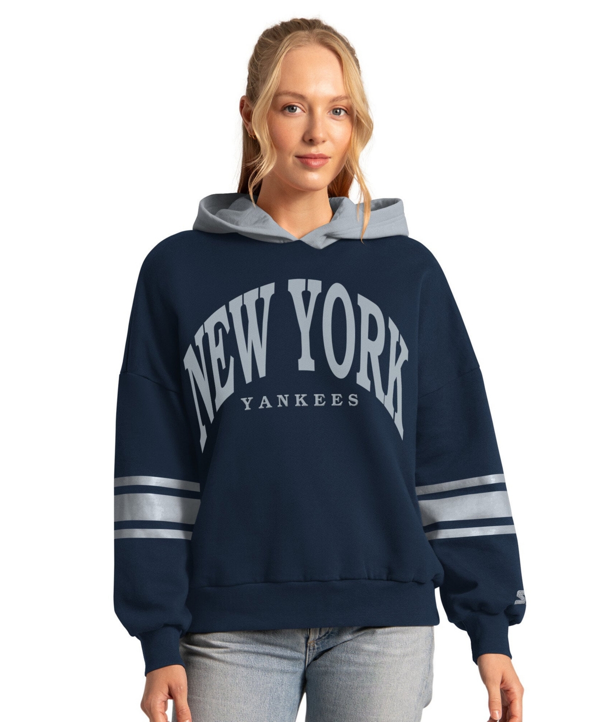 Starter Women's Navy New York Yankees Best Coach Hoodie - Navy, Gray