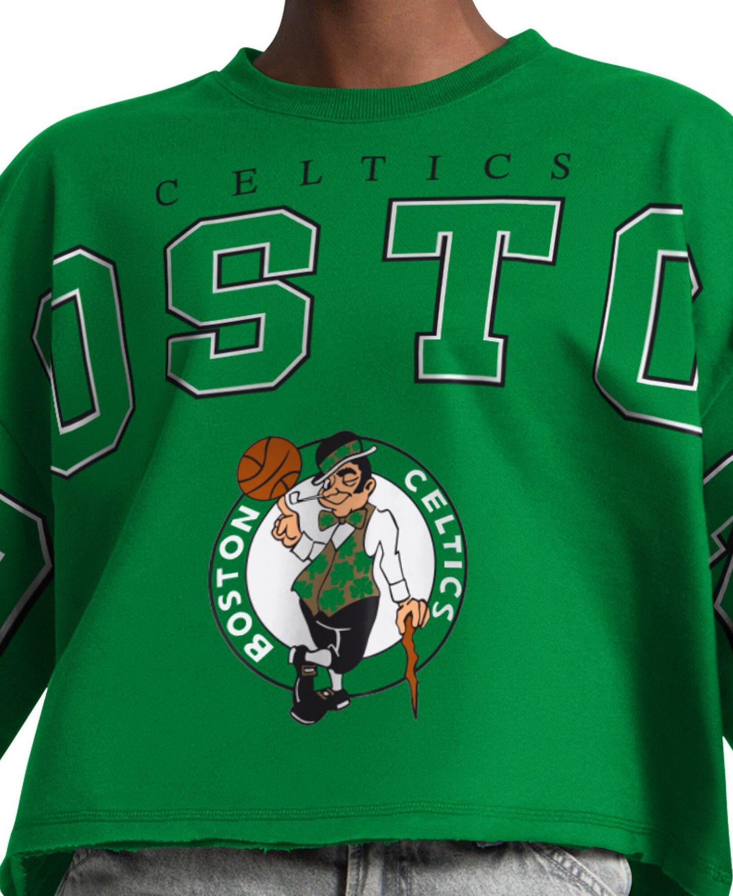 Женская толстовка Starter Kelly Green Boston Celtics Bleachers Cropped — фото 2