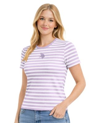 Women's Purple Minnesota Vikings Pastels Striped T-Shirt